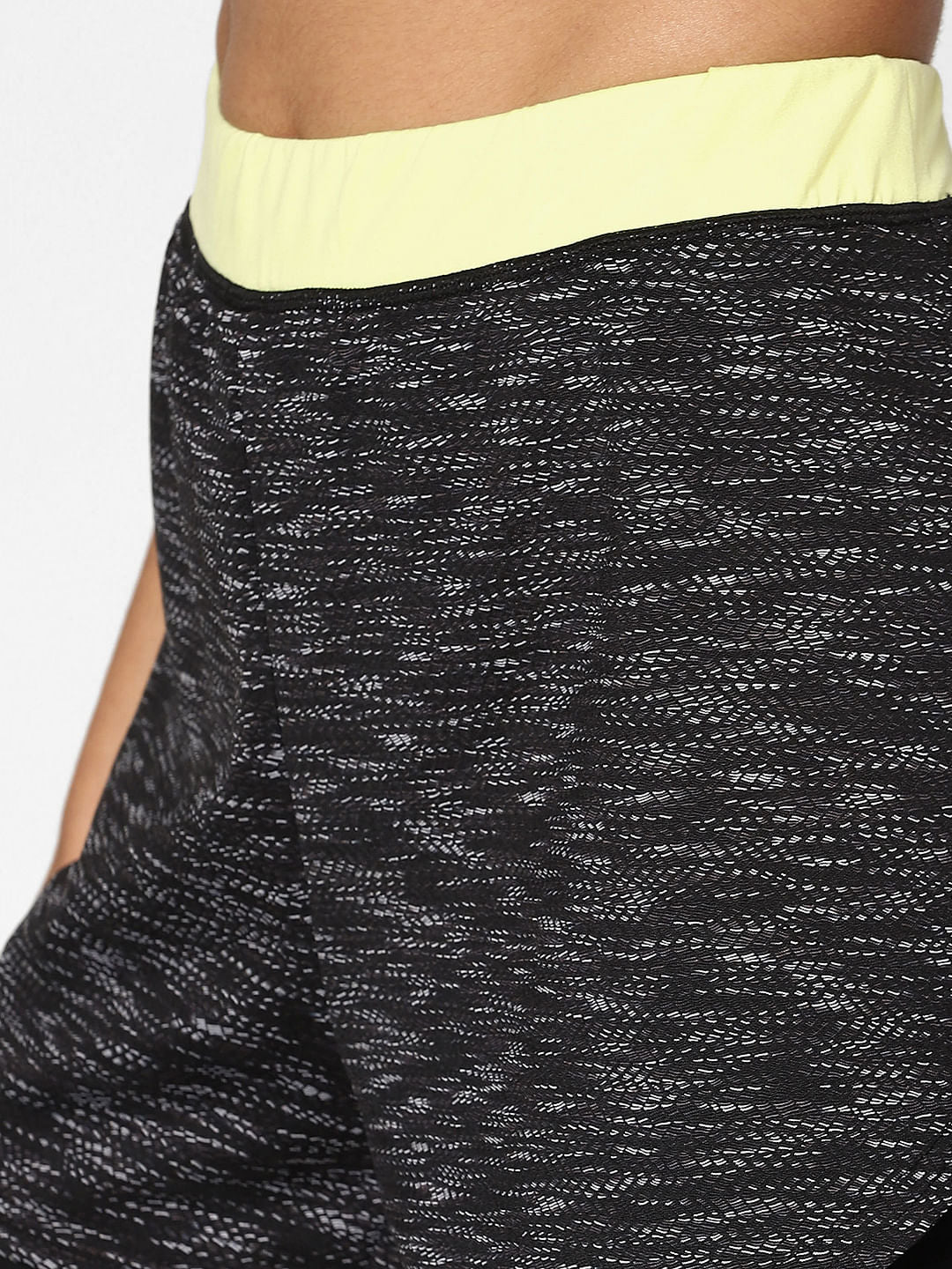 Black Mid Rise Double-Layered Running Shorts