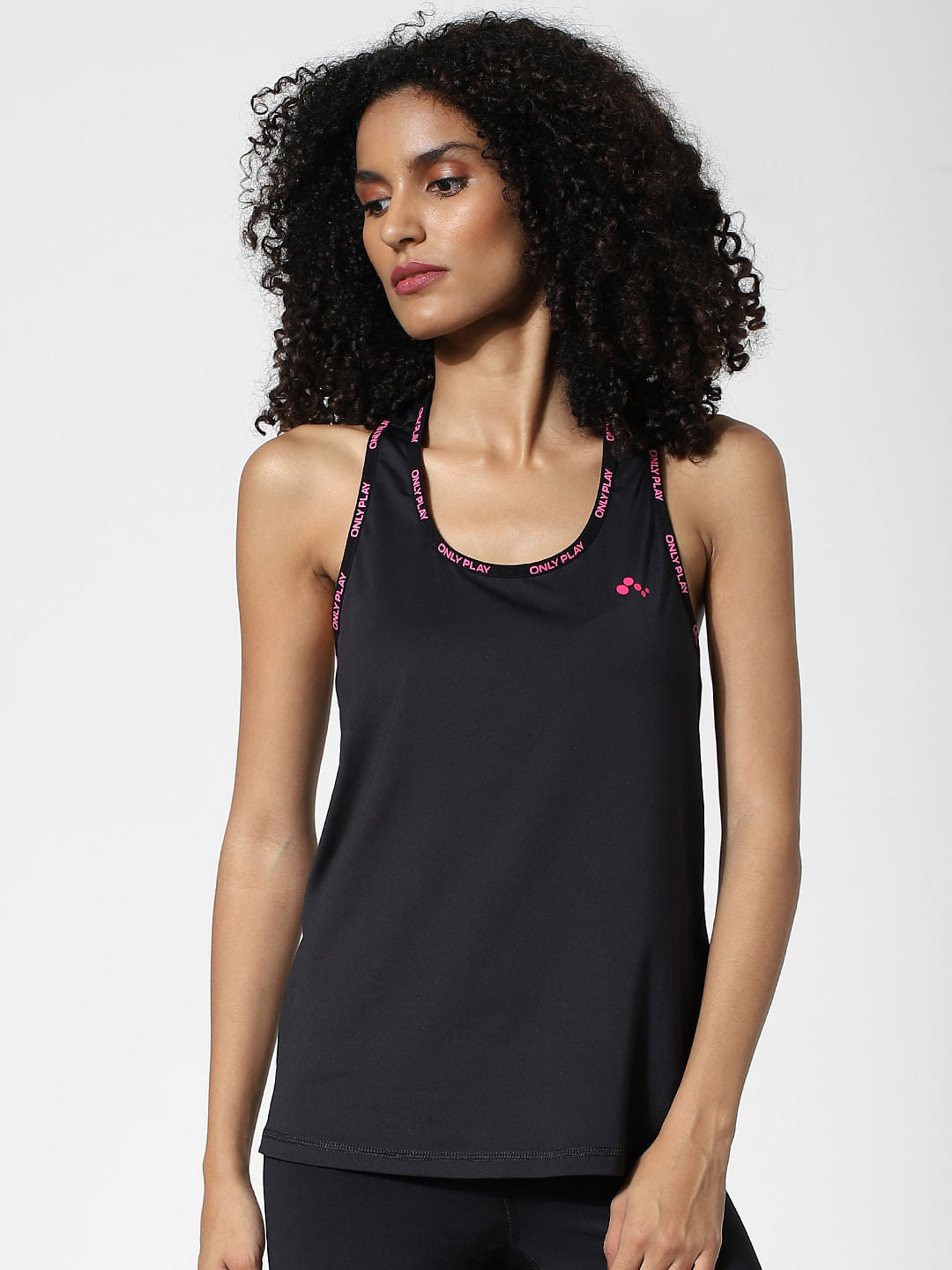 Black Logo Print Training Tank Top