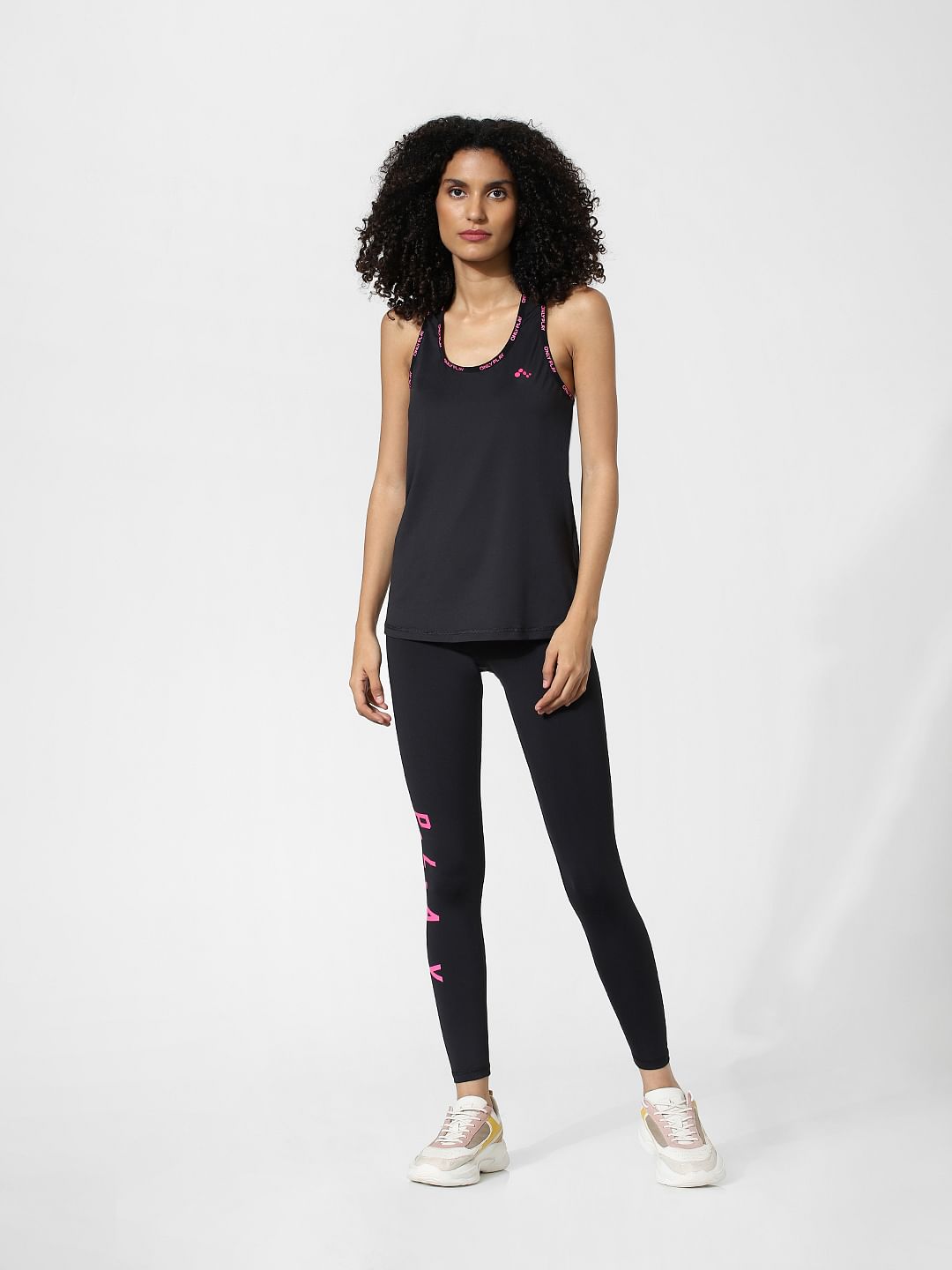 Black Logo Print Training Tank Top