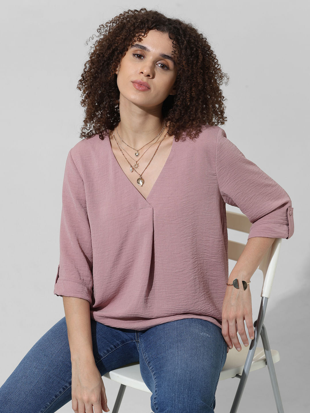 Pink V-Neck Top