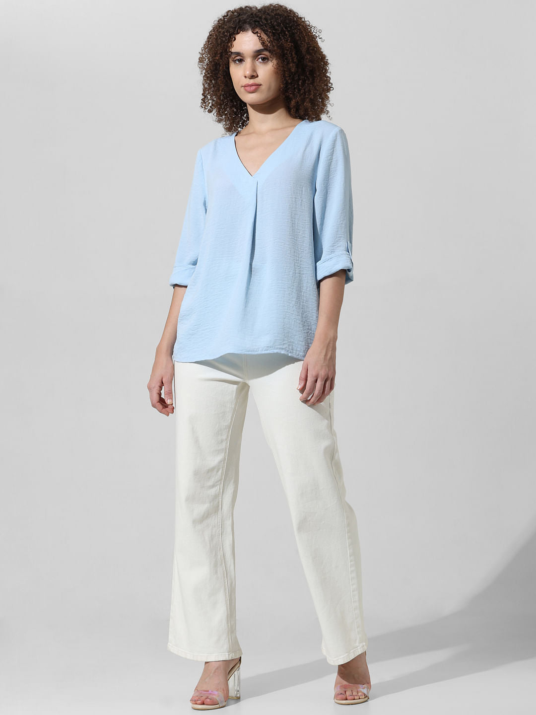 Light Blue V-Neck Top