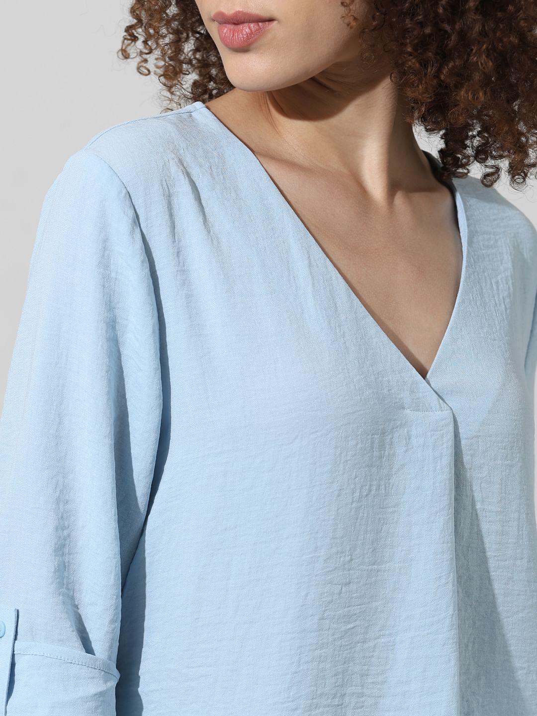 Light Blue V-Neck Top