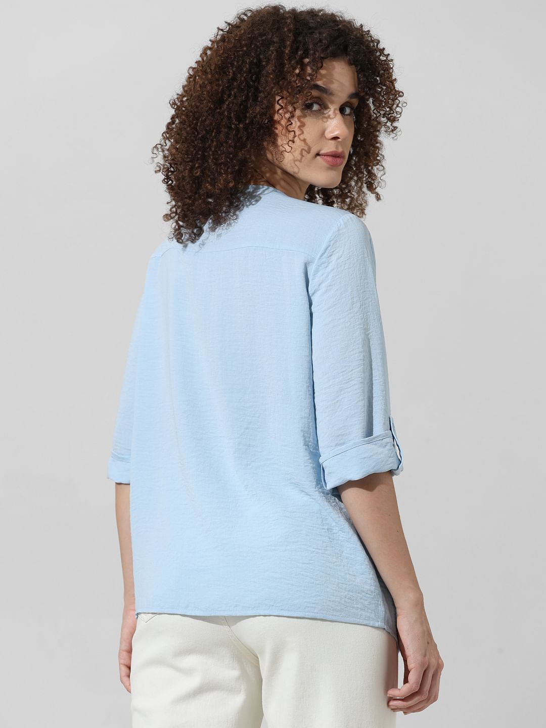 Light Blue V-Neck Top