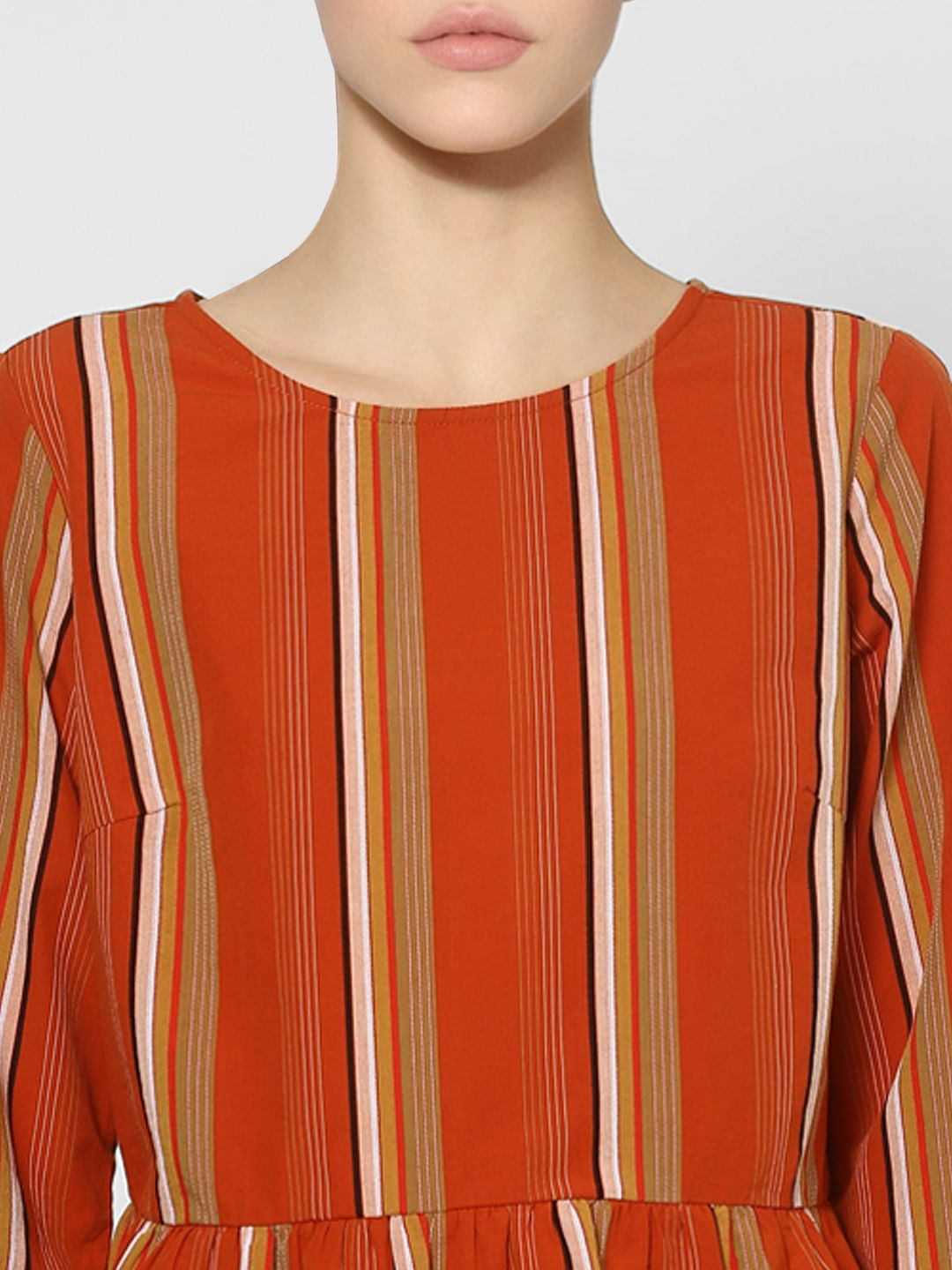 Red Striped Peplum Top