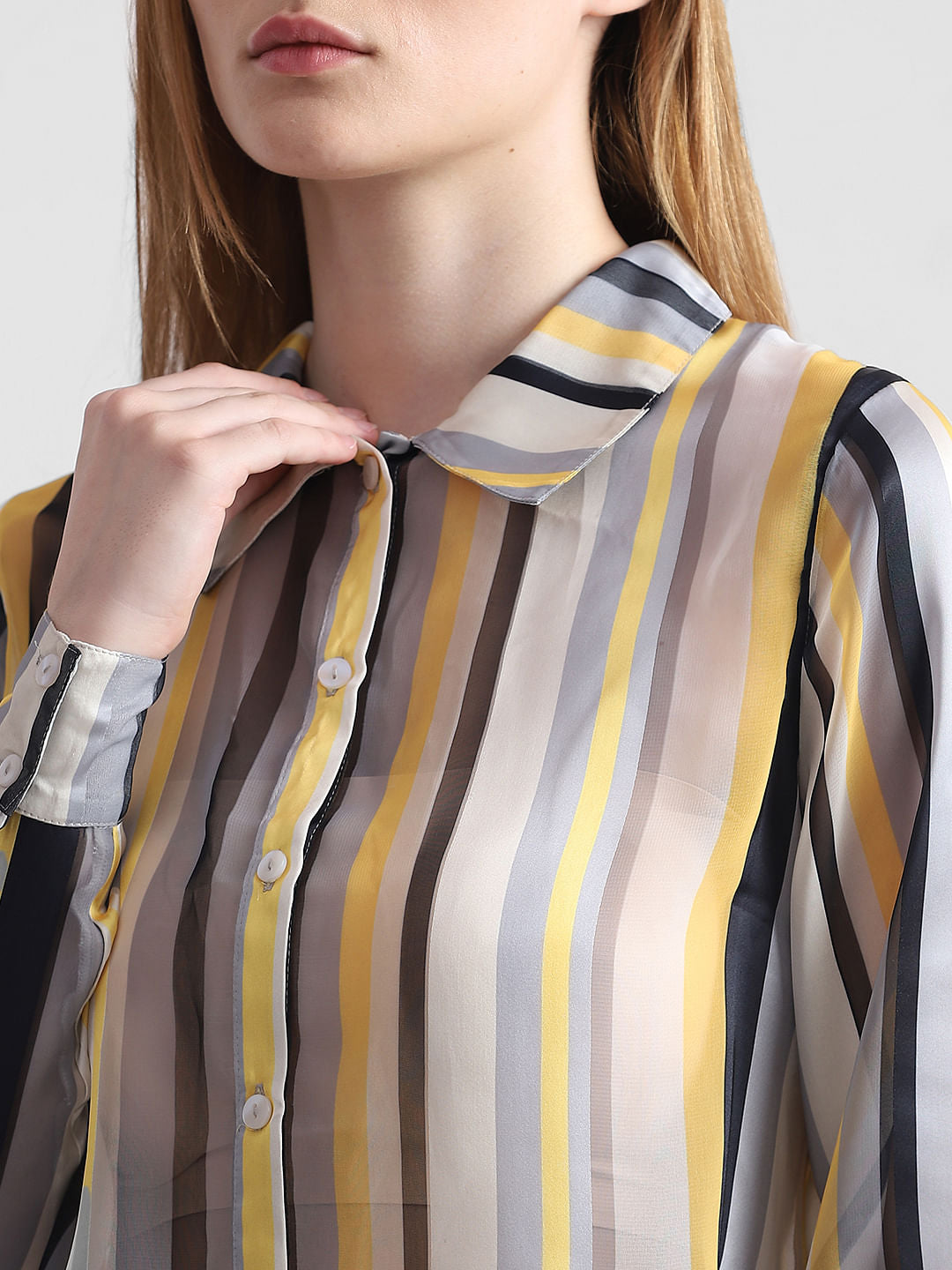 Multi-Coloured Striped Cropped Shirt
