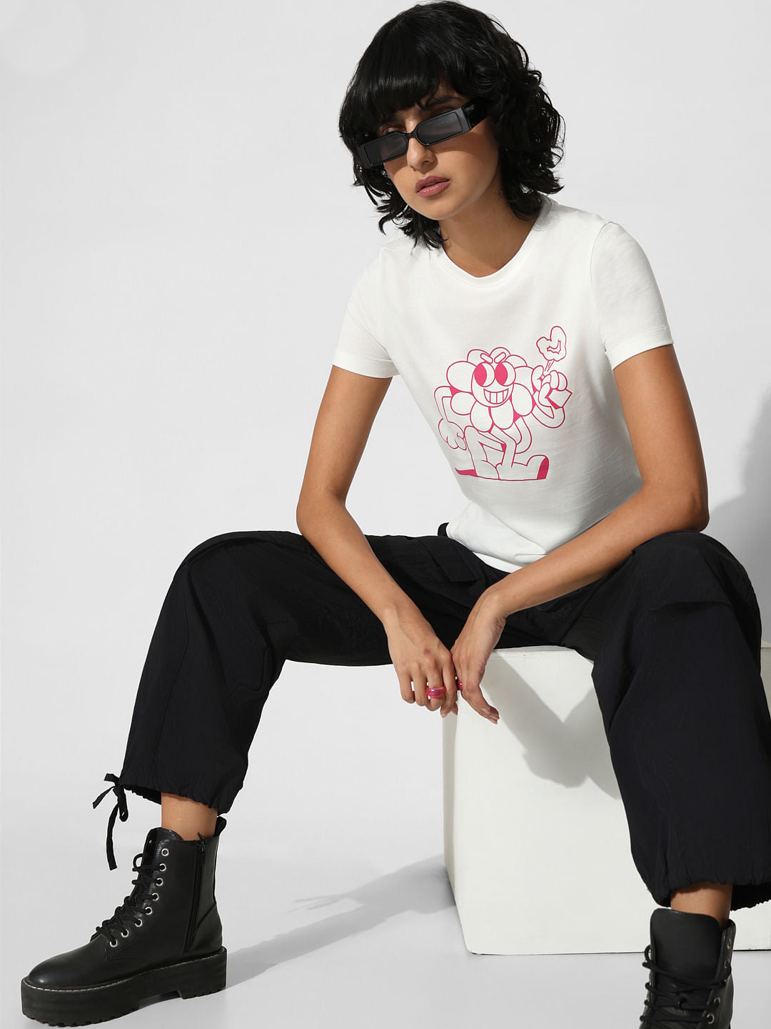 White Graphic Print T-Shirt