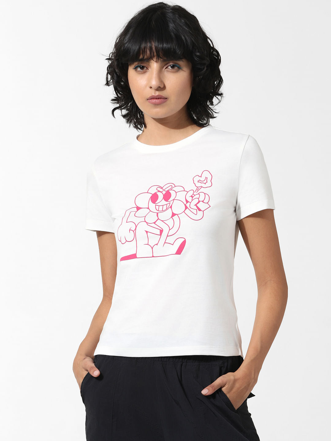 White Graphic Print T-Shirt