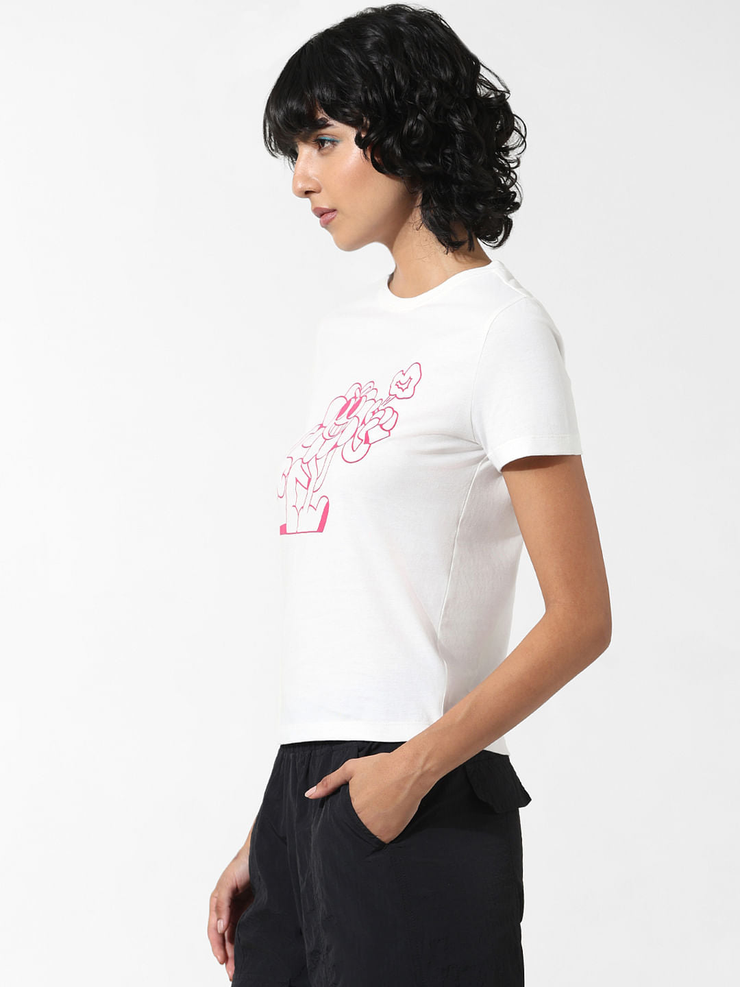 White Graphic Print T-Shirt
