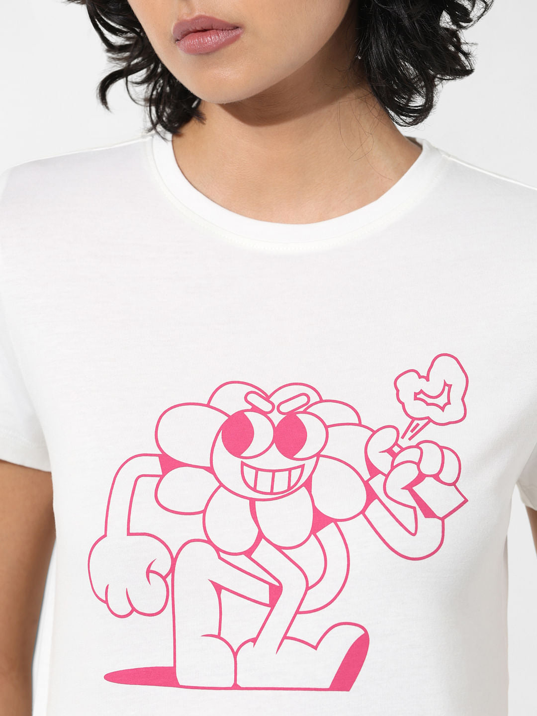 White Graphic Print T-Shirt