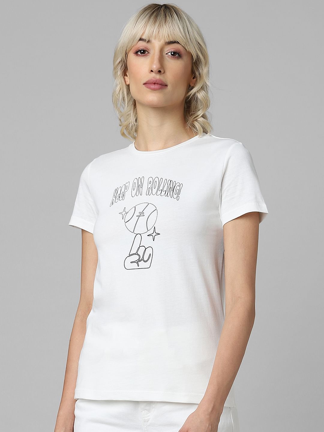 White Graphic Print T-Shirt