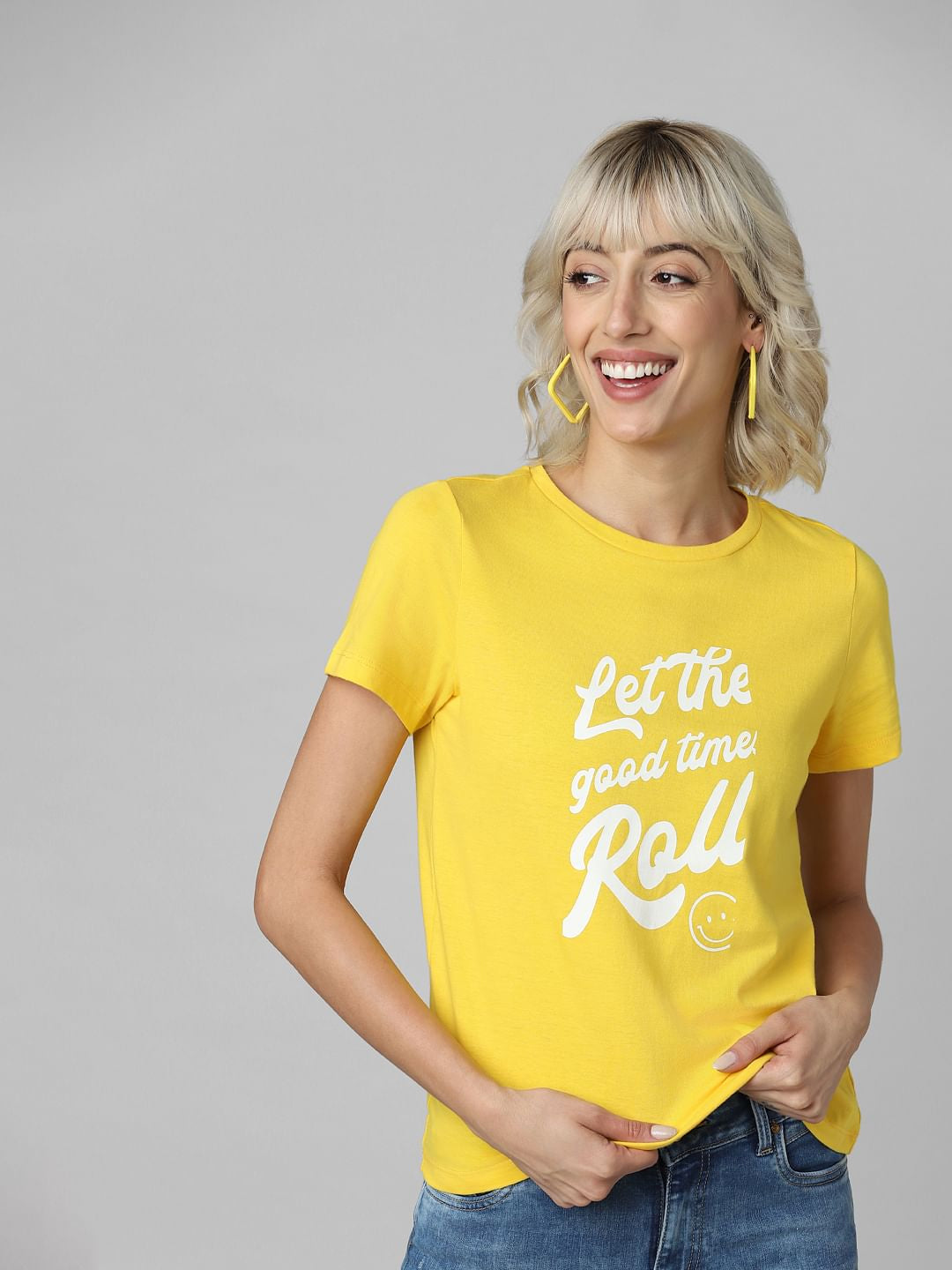 Yellow Slogan Print T-Shirt