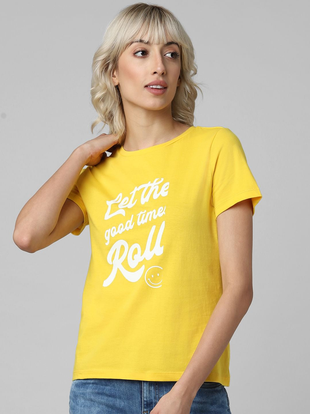 Yellow Slogan Print T-Shirt