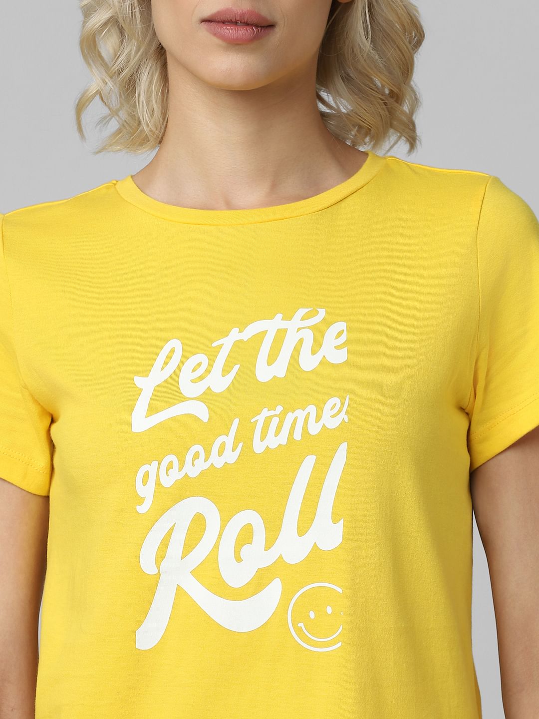 Yellow Slogan Print T-Shirt