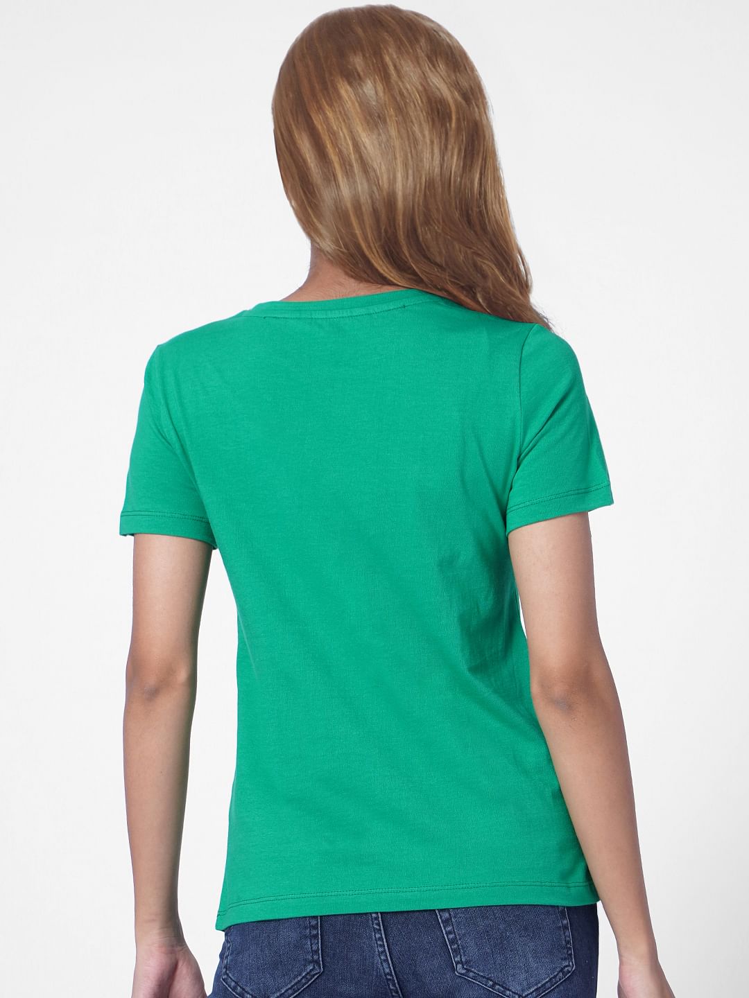 Green Slogan Print T-Shirt