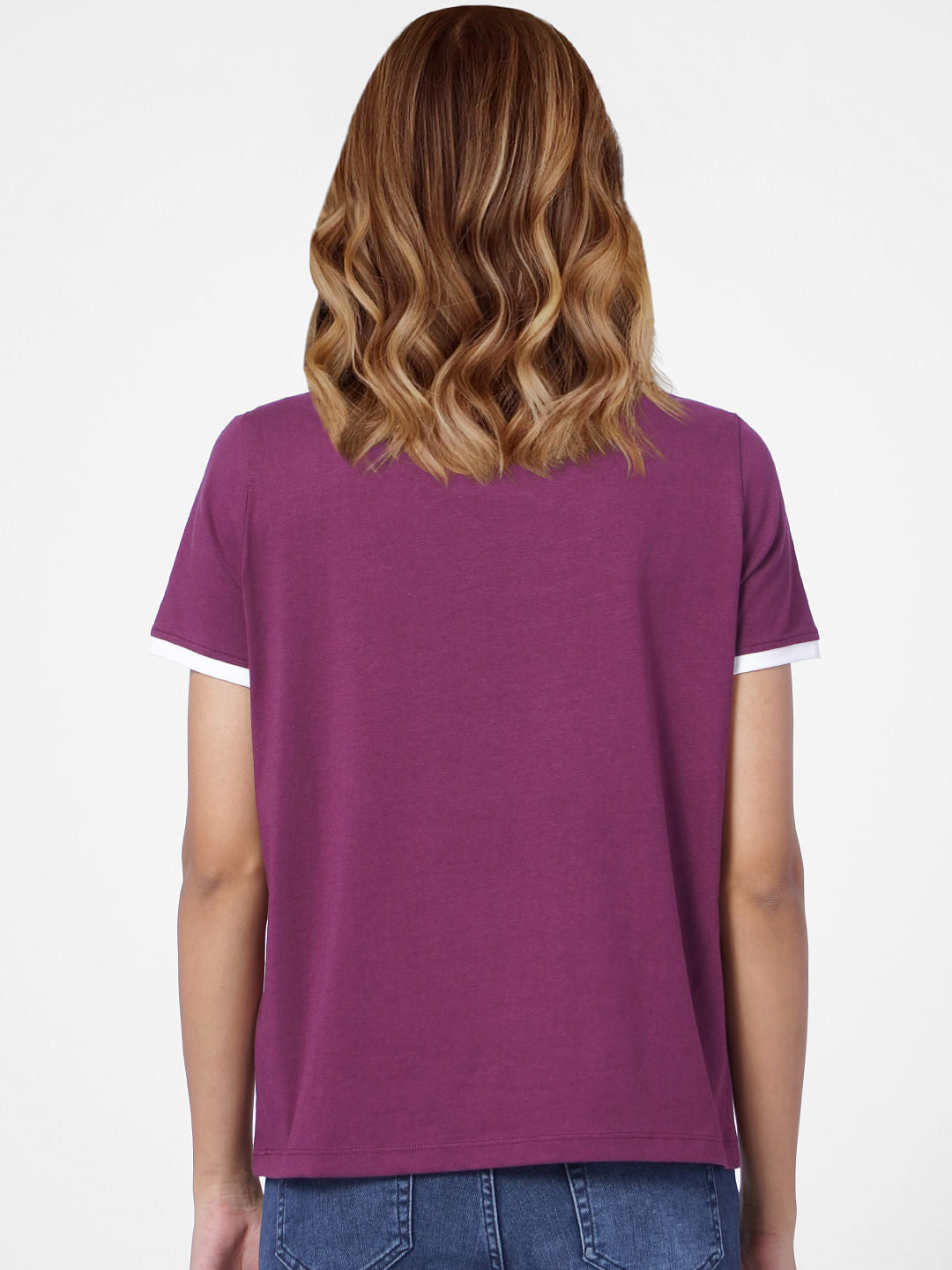 Purple Text Print T-Shirt
