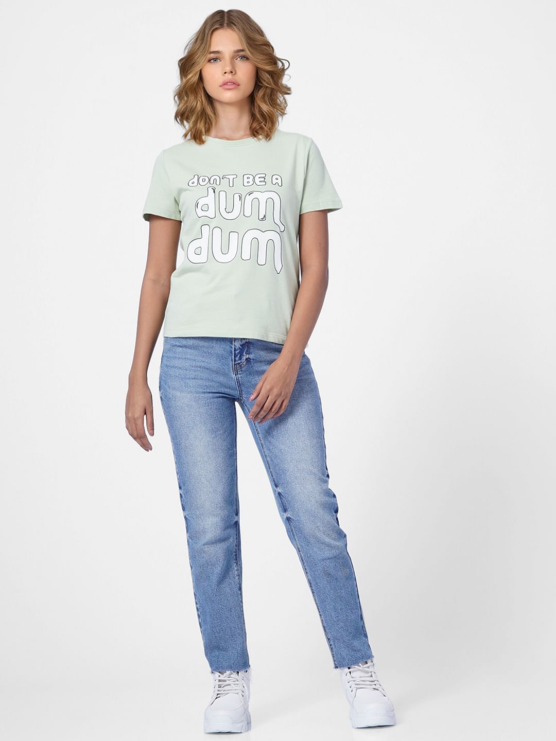Green Slogan Print T-Shirt
