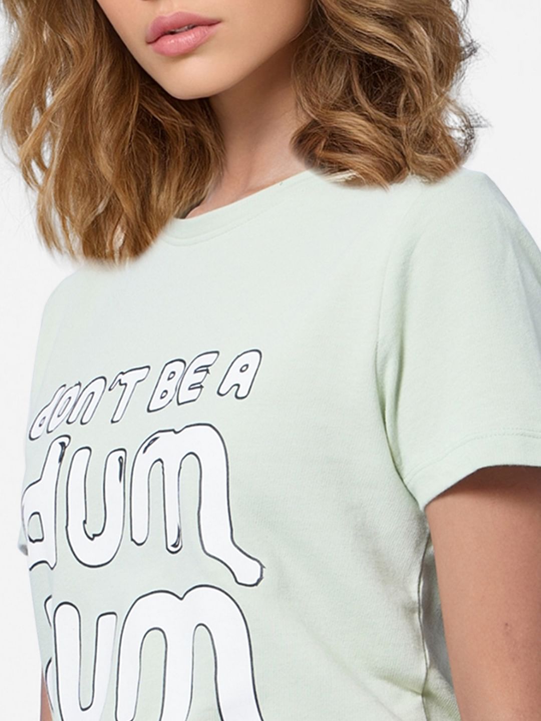 Green Slogan Print T-Shirt