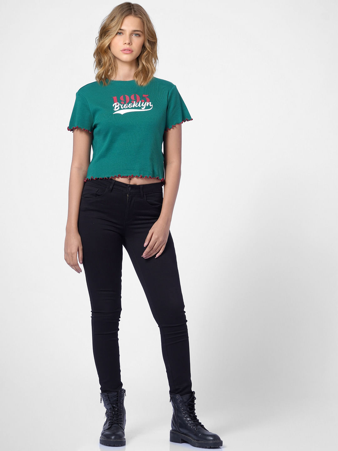 Green Text Print T-Shirt