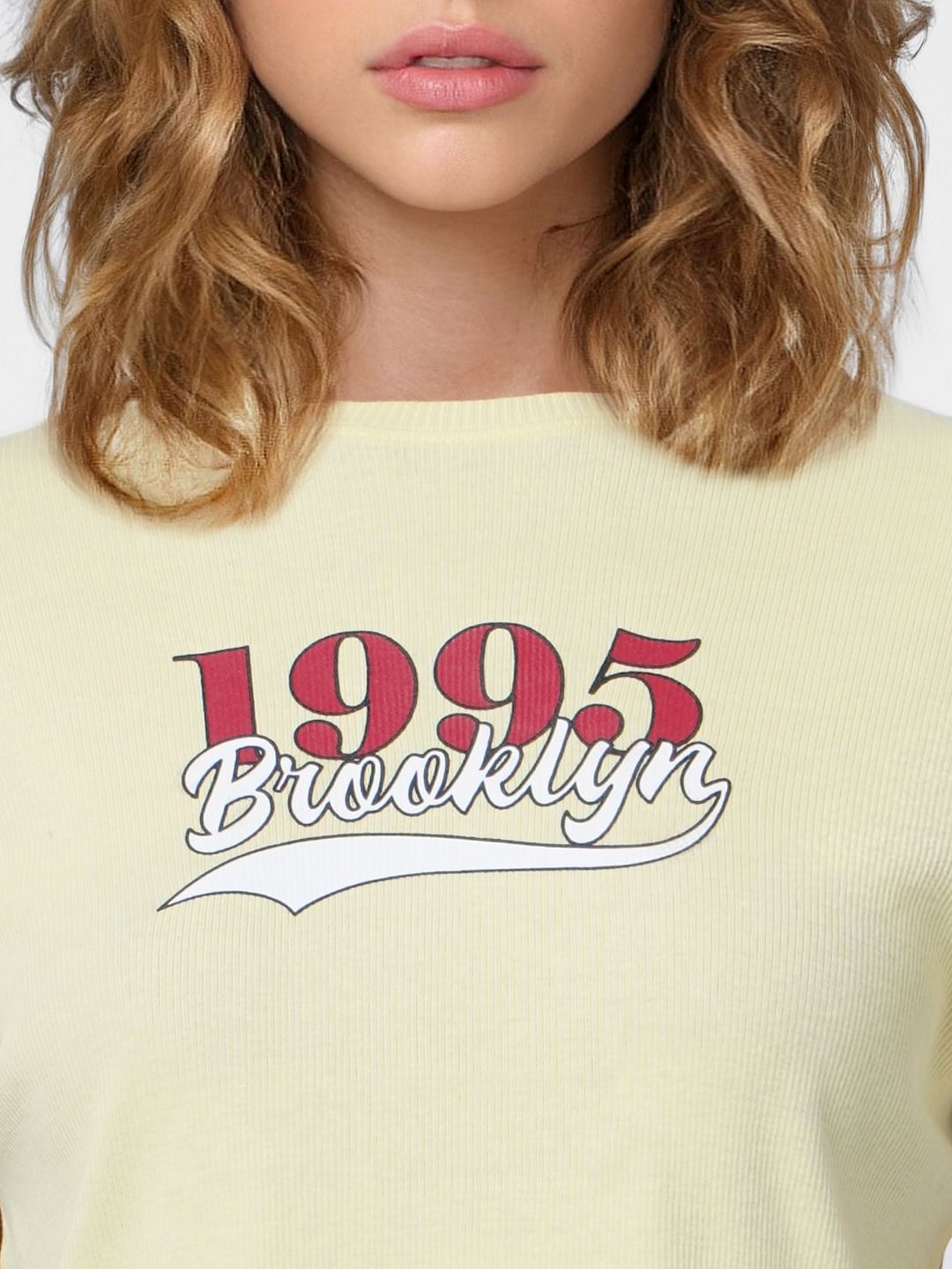 Yellow Text Print T-Shirt