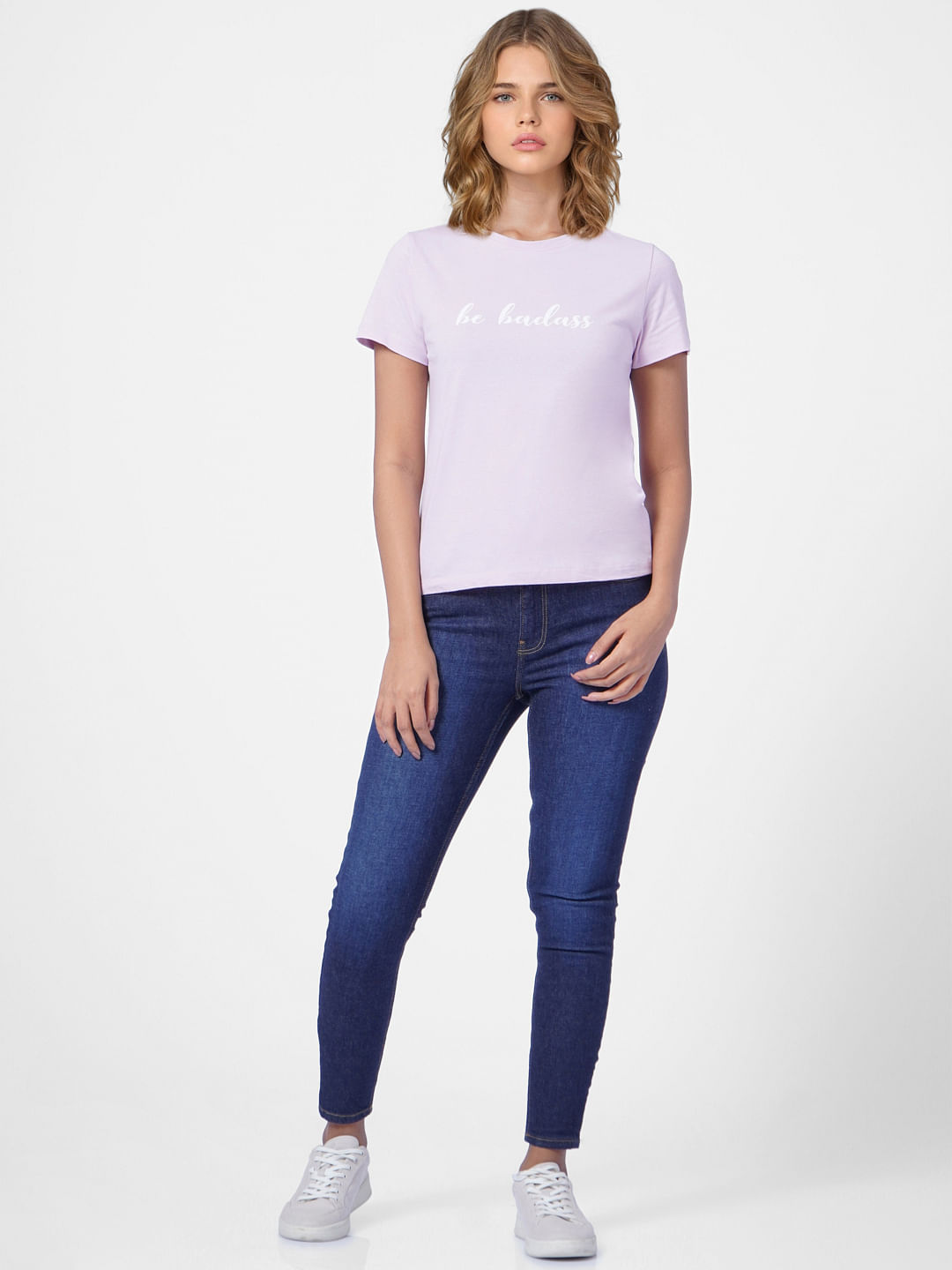 Lilac Text Print T-Shirt