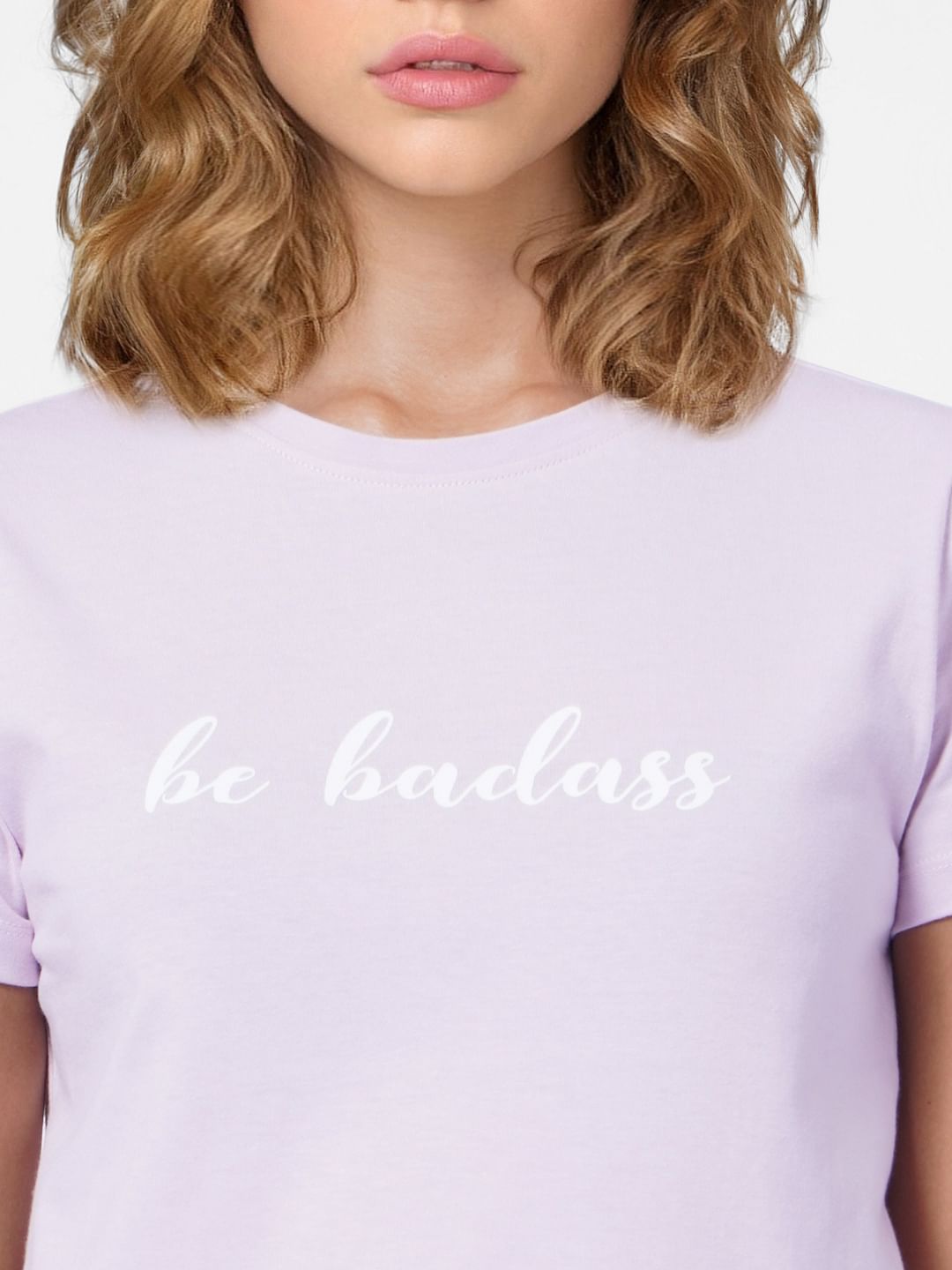 Lilac Text Print T-Shirt