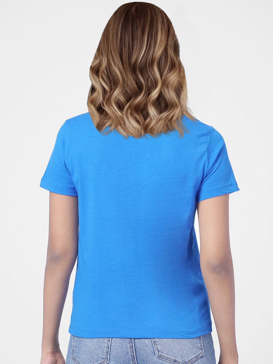 Blue Text Print T-Shirt