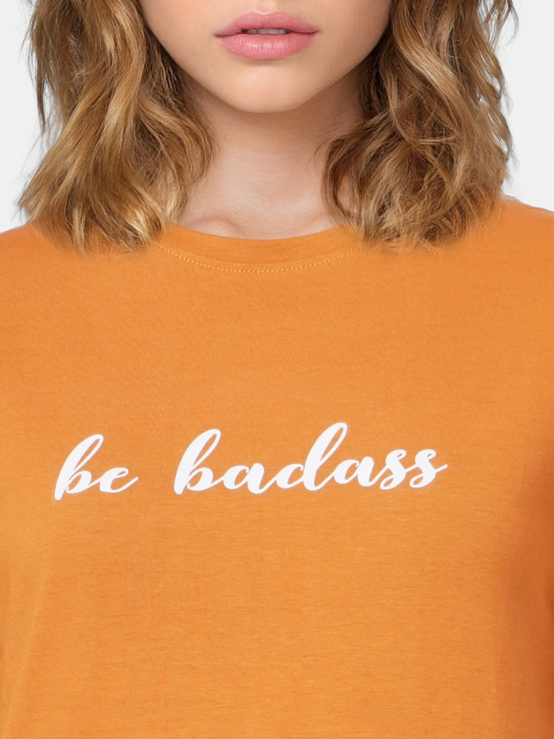 Brown Text Print T-Shirt