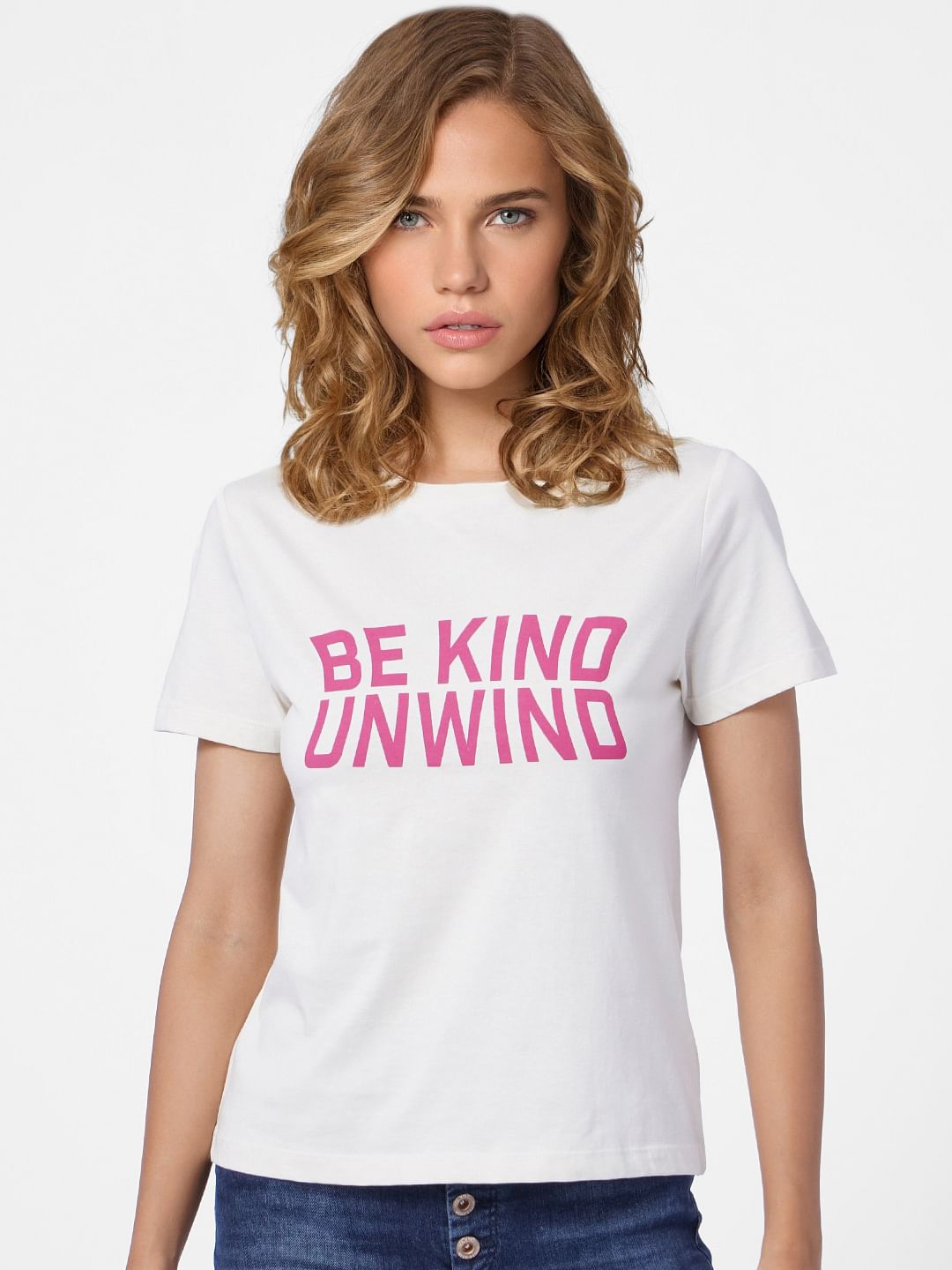 White Slogan Print T-Shirt