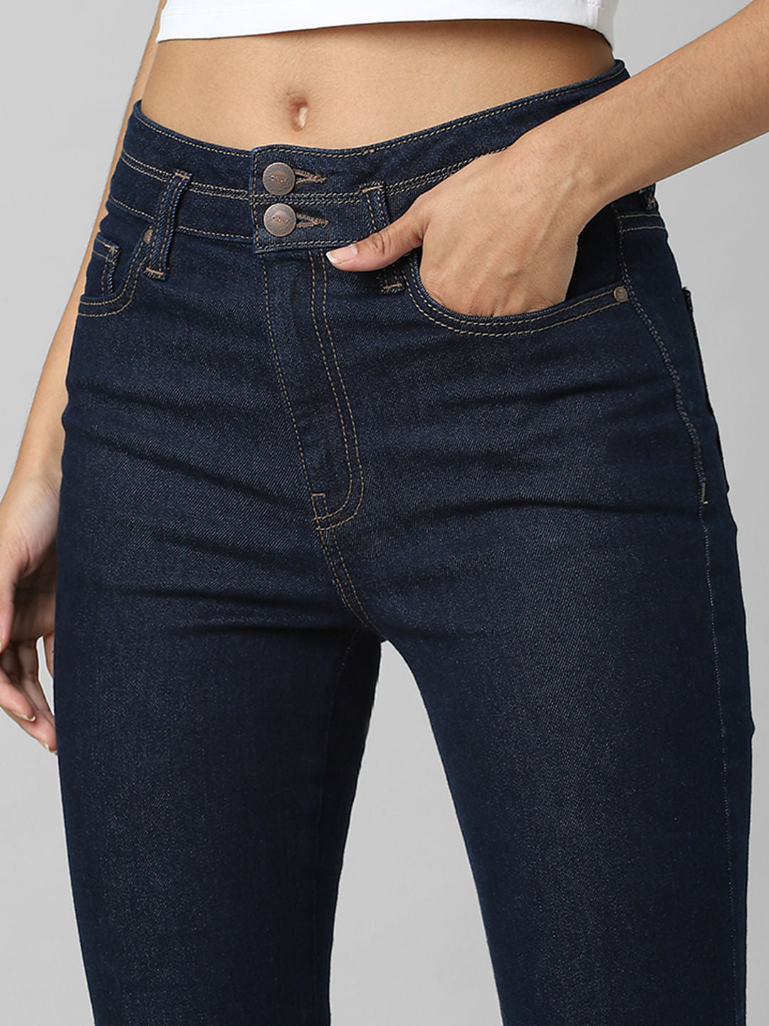 Dark Blue High Rise Flared Jeans