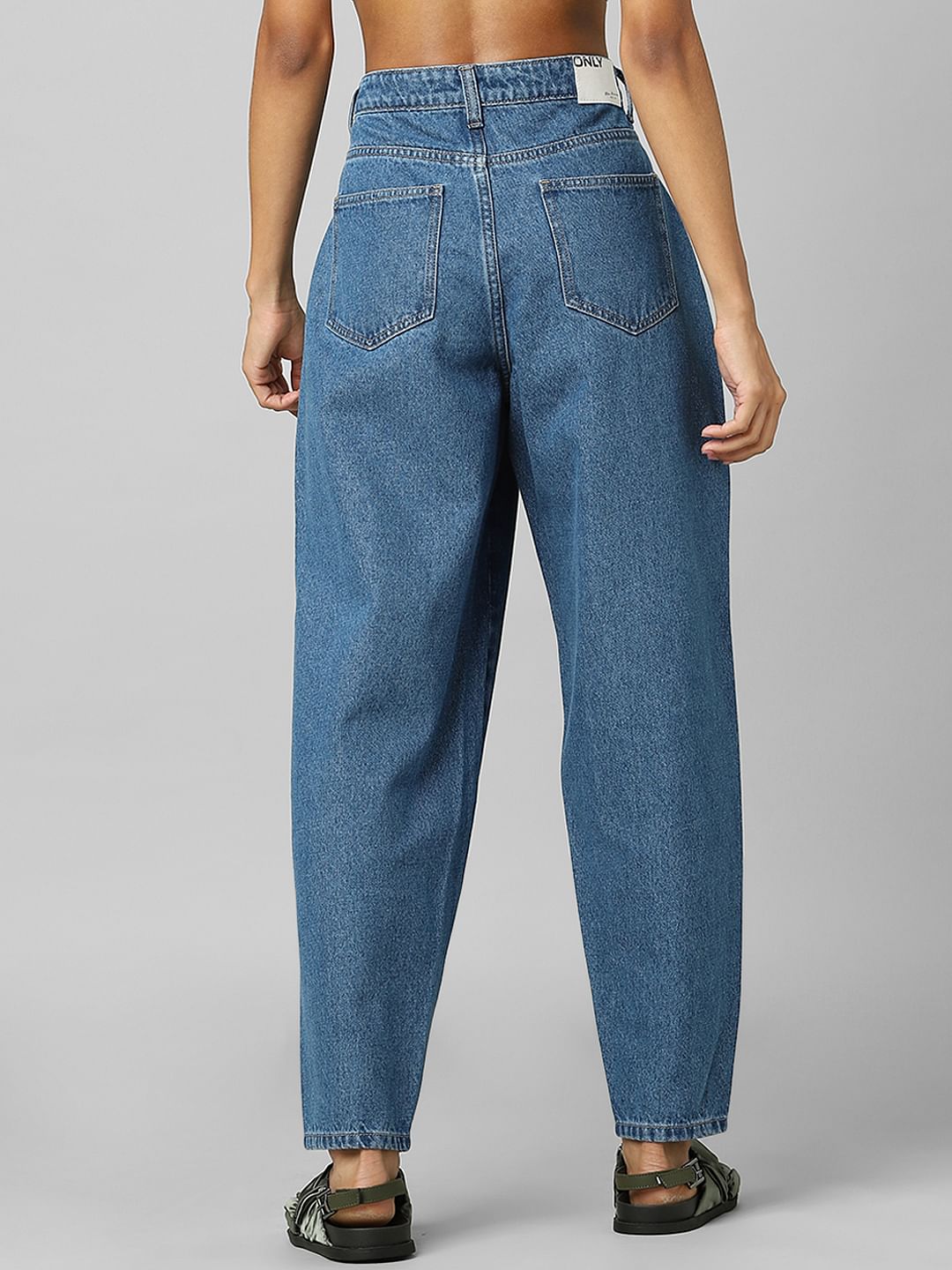 Blue High Rise Carrot Fit Jeans