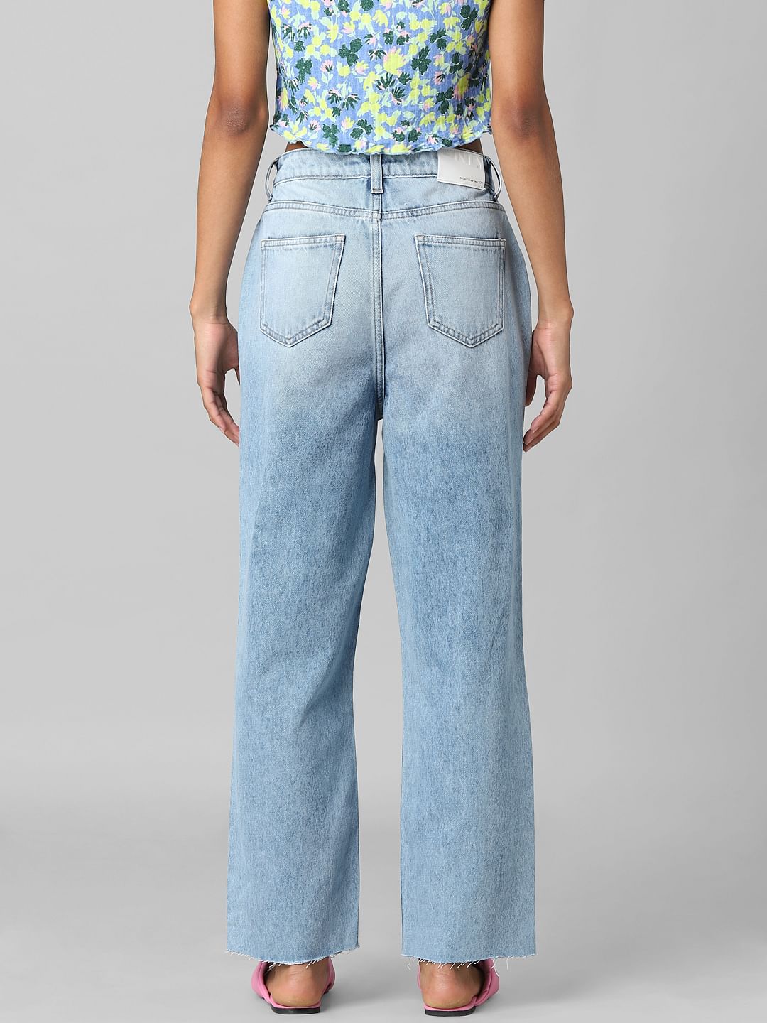 Light Blue High Rise Distressed Dad Fit Jeans
