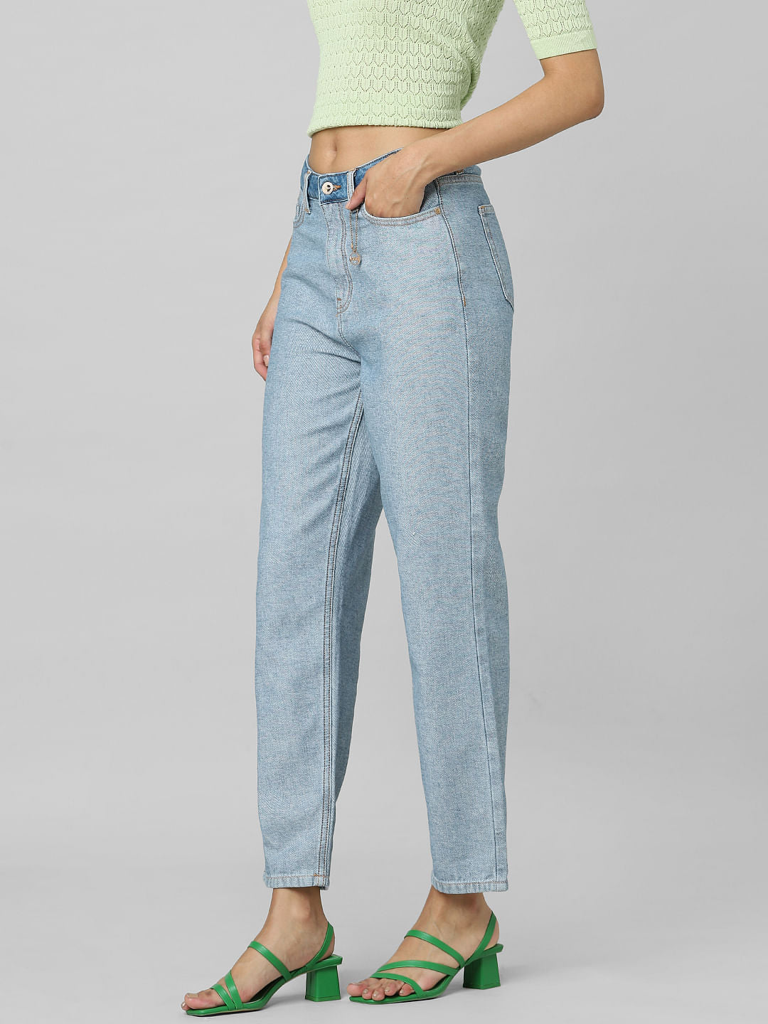 Blue Mid Rise Straight Fit Jeans