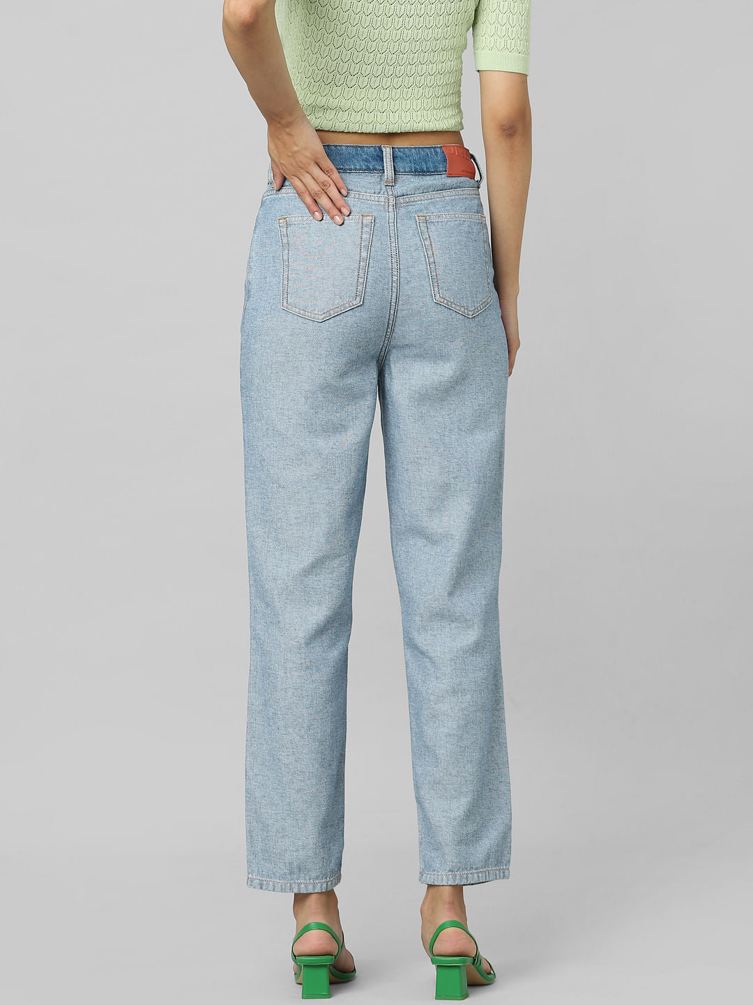 Blue Mid Rise Straight Fit Jeans