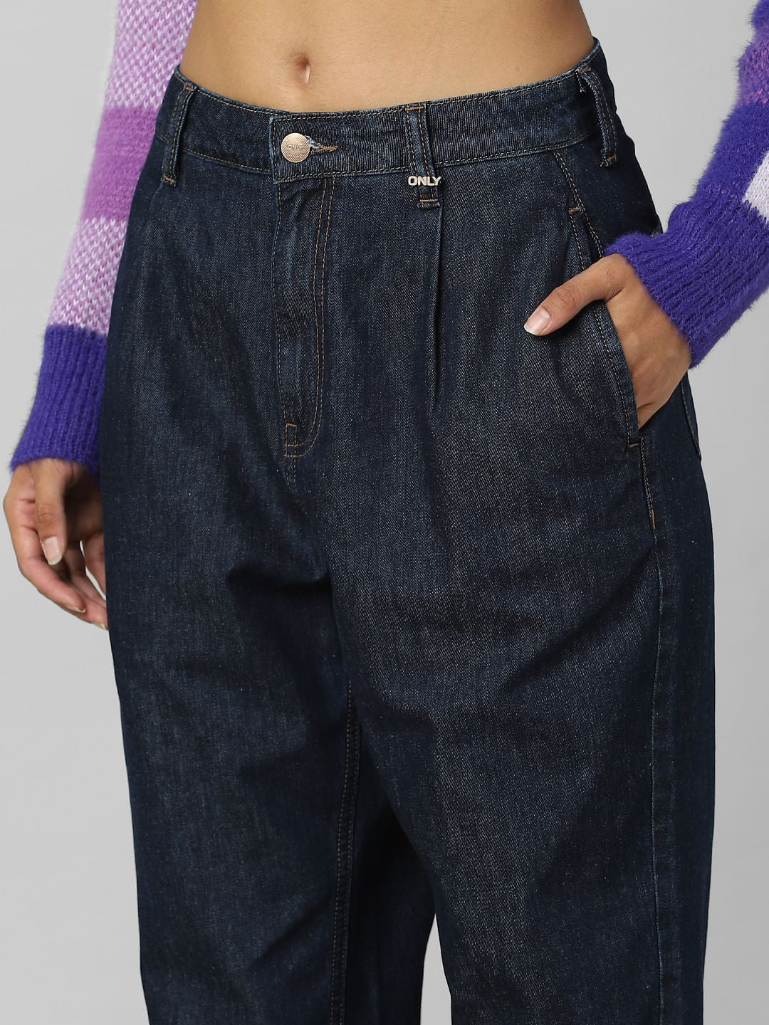 Dark Blue High Rise Slouchy Fit Jeans