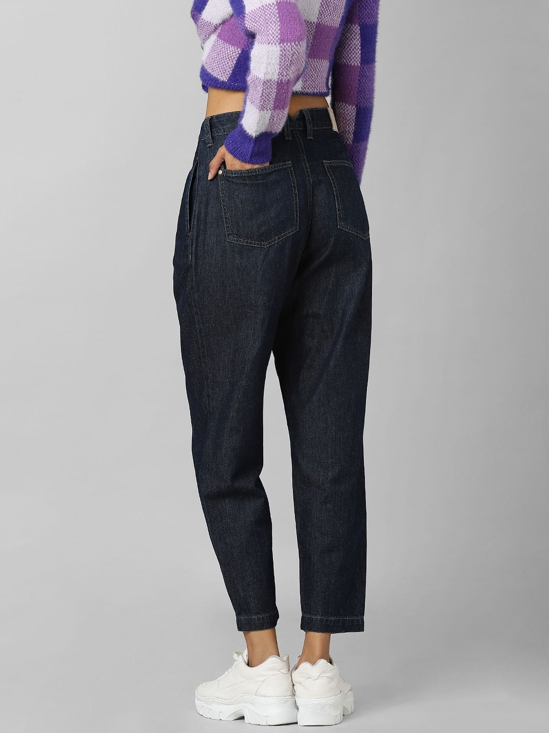 Dark Blue High Rise Slouchy Fit Jeans