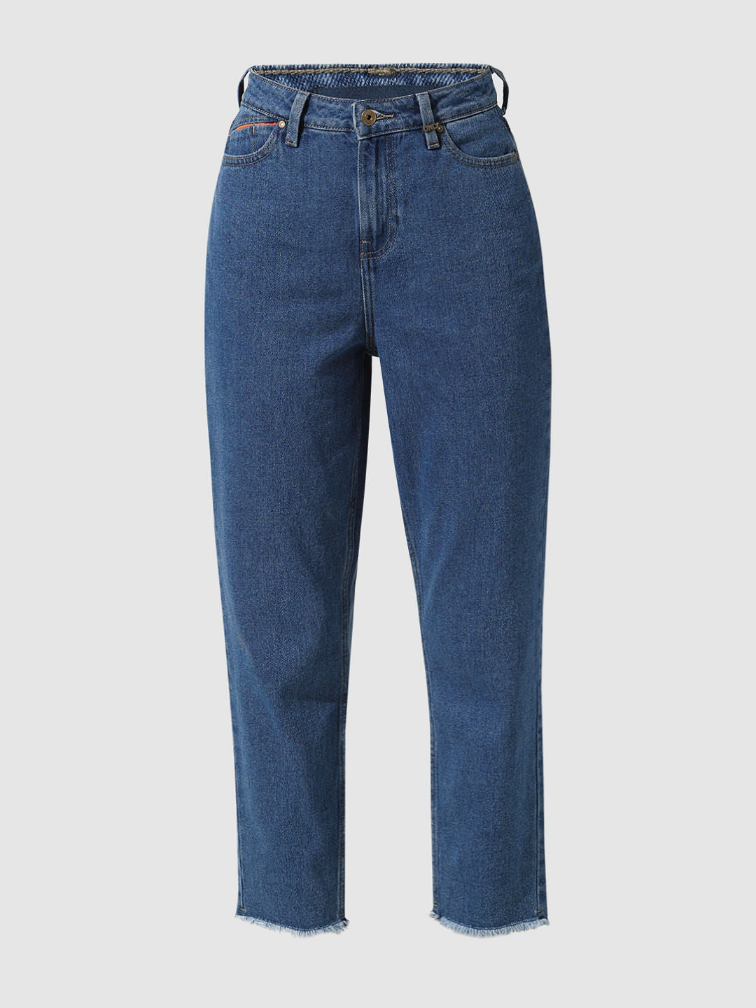 Blue High Rise Dual Toned Mom Jeans