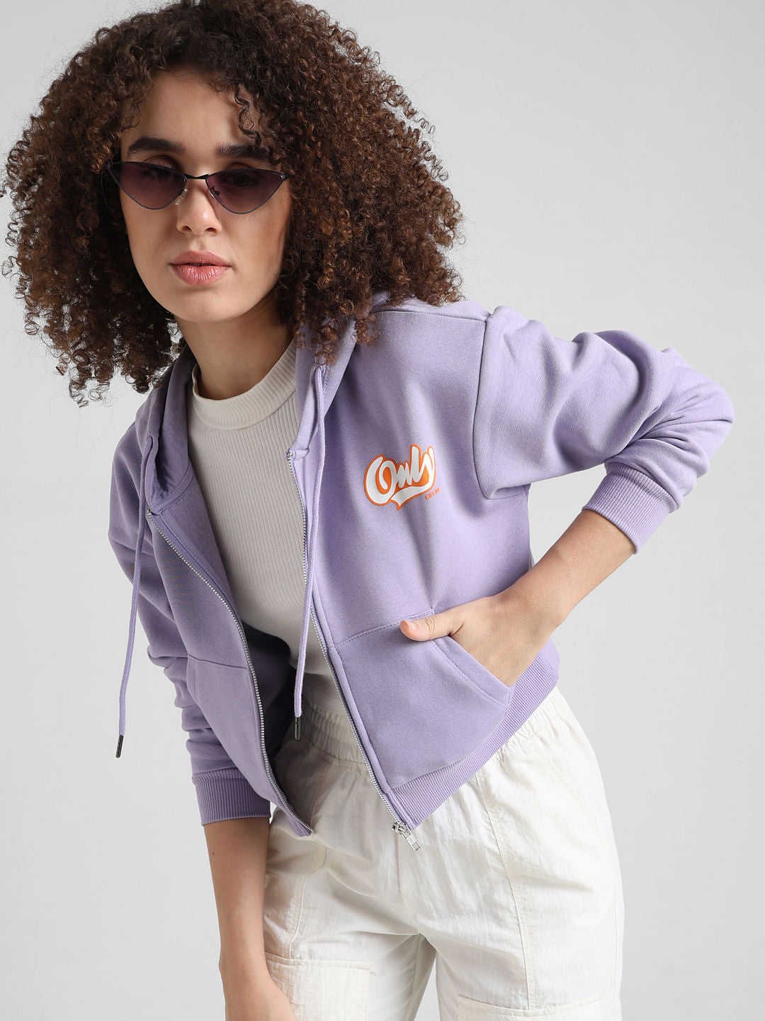 Lavender Zip-Up Hooded Sweatshirt