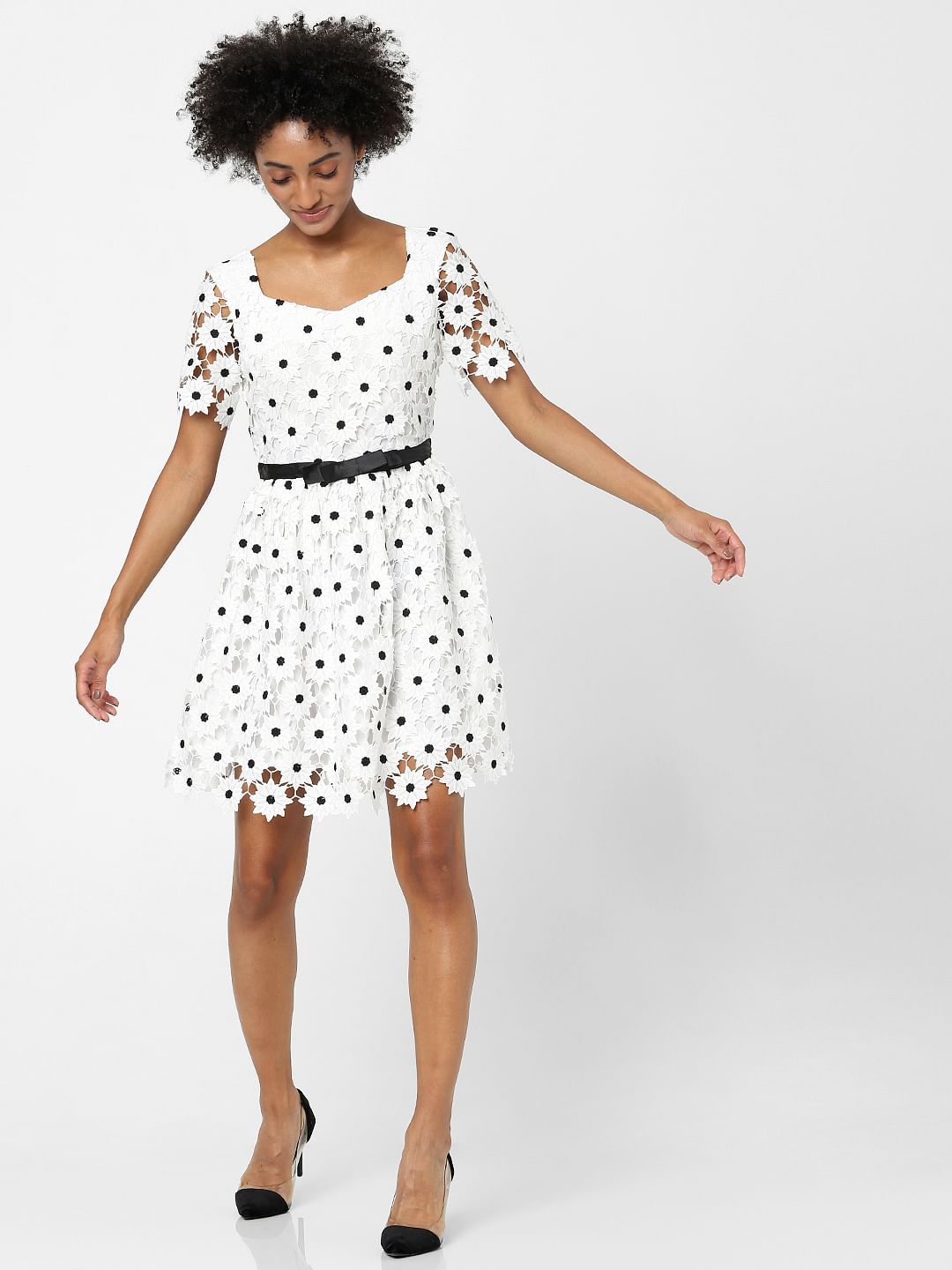 White Fit & Flare Lace Dress