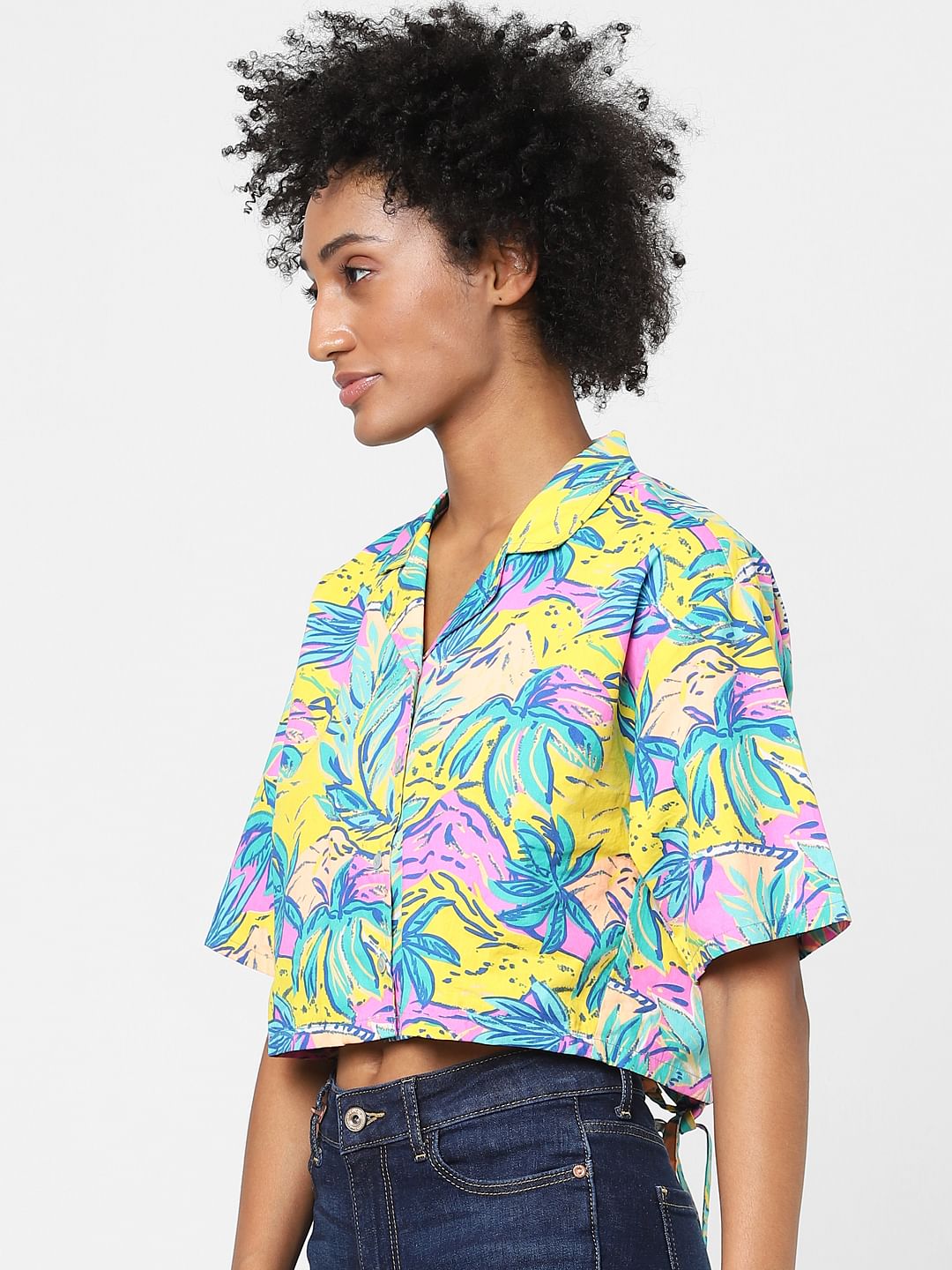 Yellow Tropical Print Resort Shirt