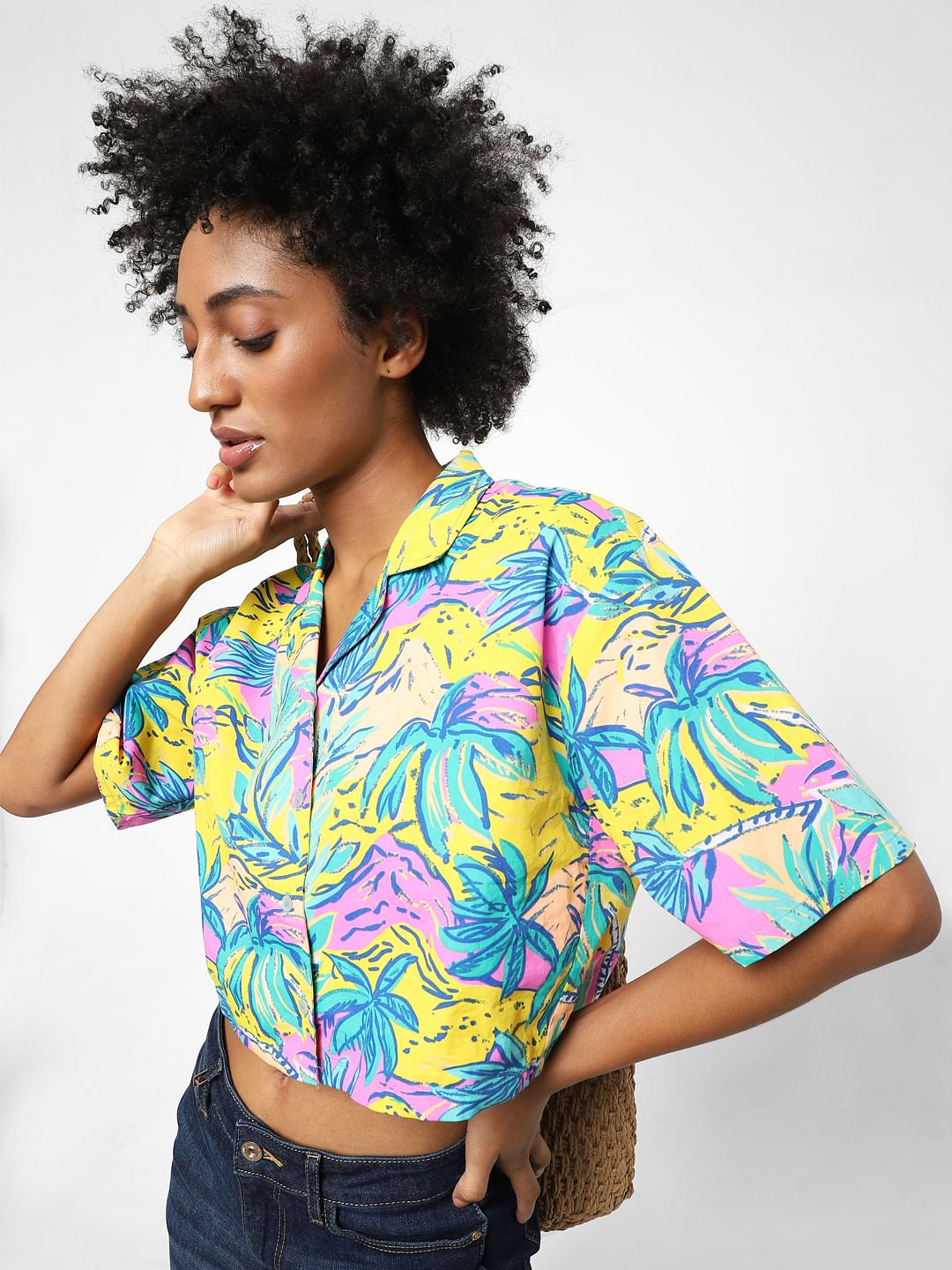 Yellow Tropical Print Resort Shirt