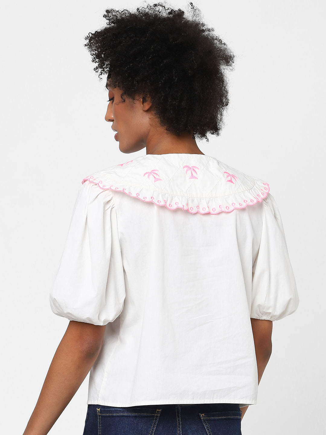 White Peter Pan Collared Shirt