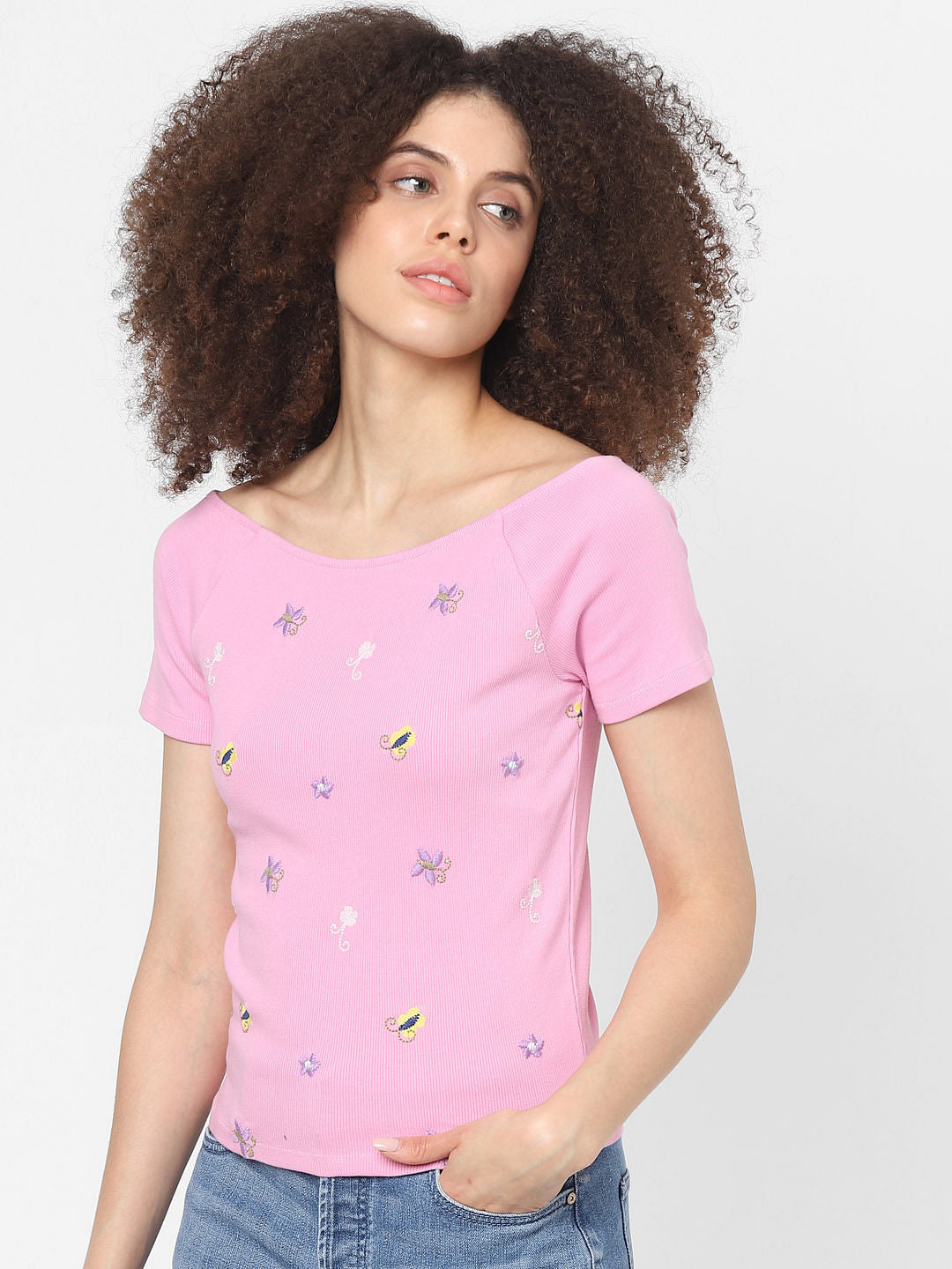 Pink Embroidered T-Shirt