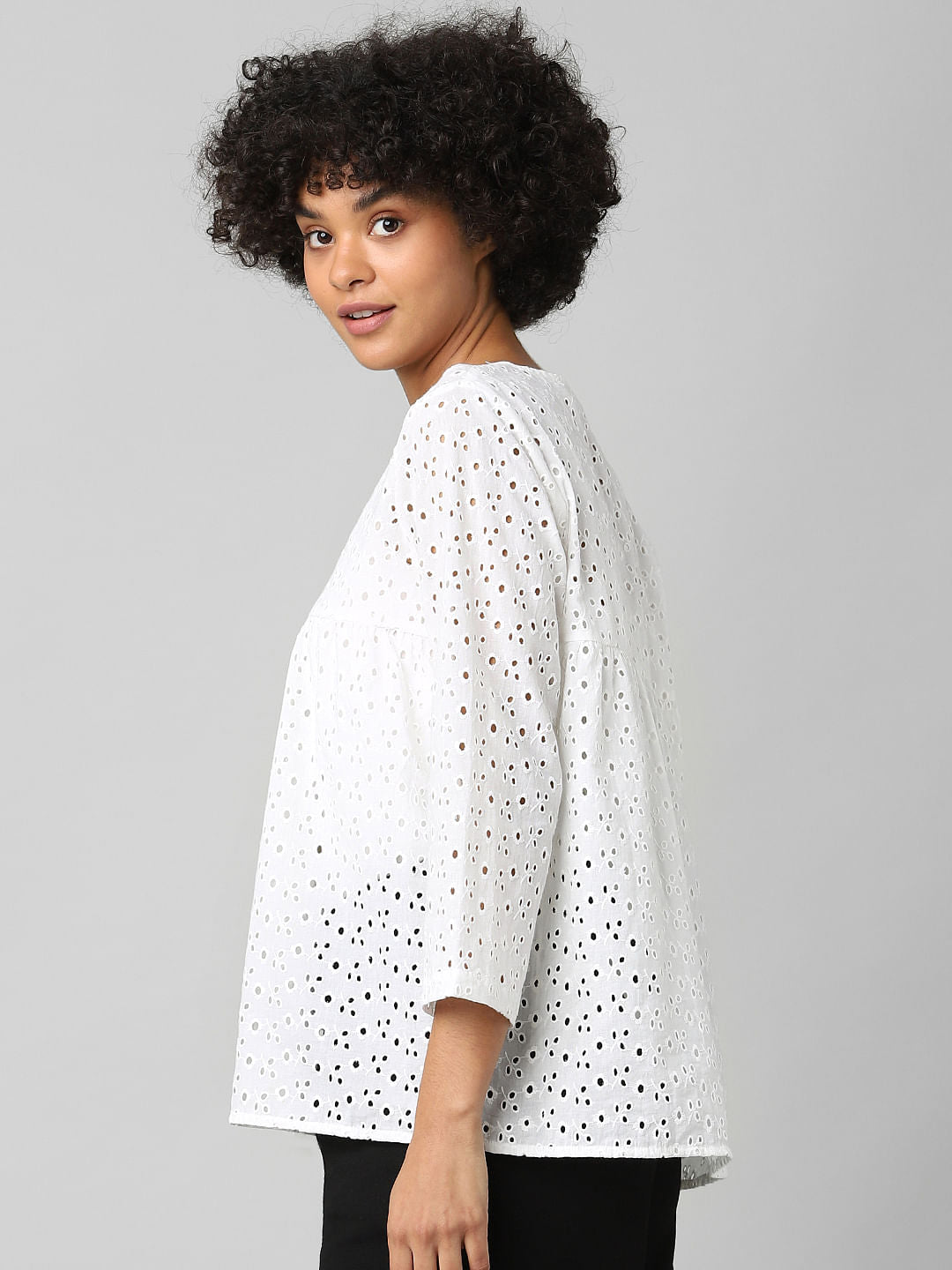 White Cut-Work Embroidery Shirt