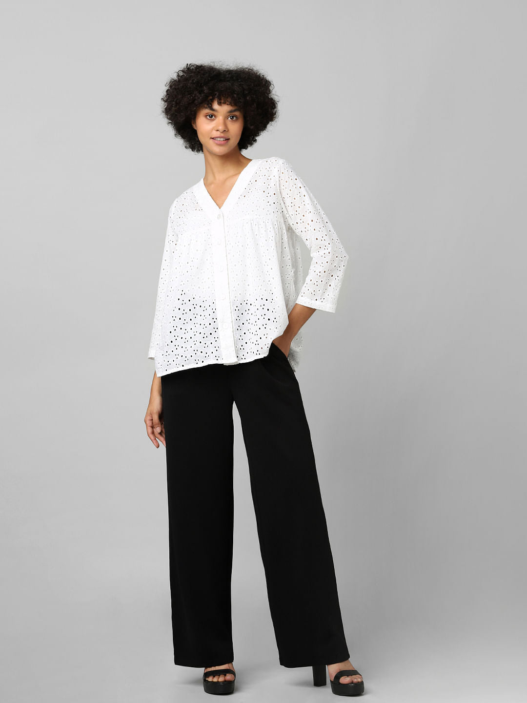 White Cut-Work Embroidery Shirt