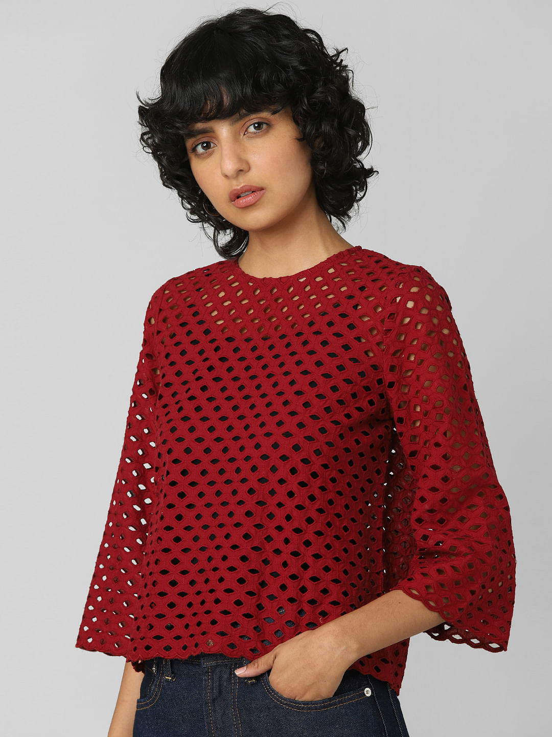 Red Hole Detail Top