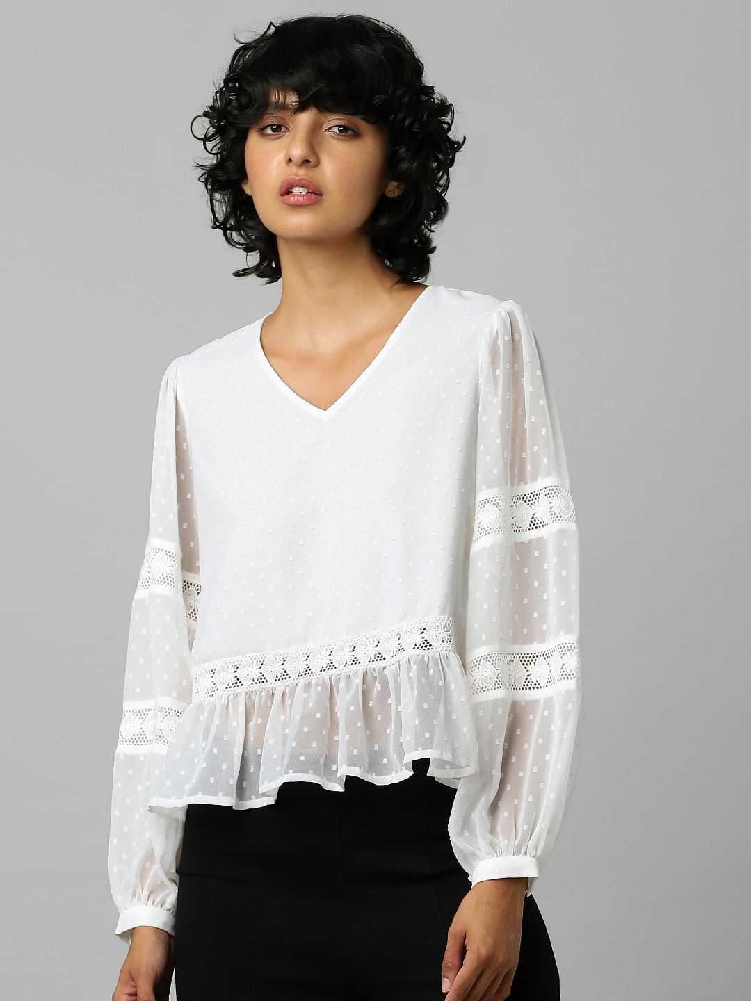 White Lace Insert Top