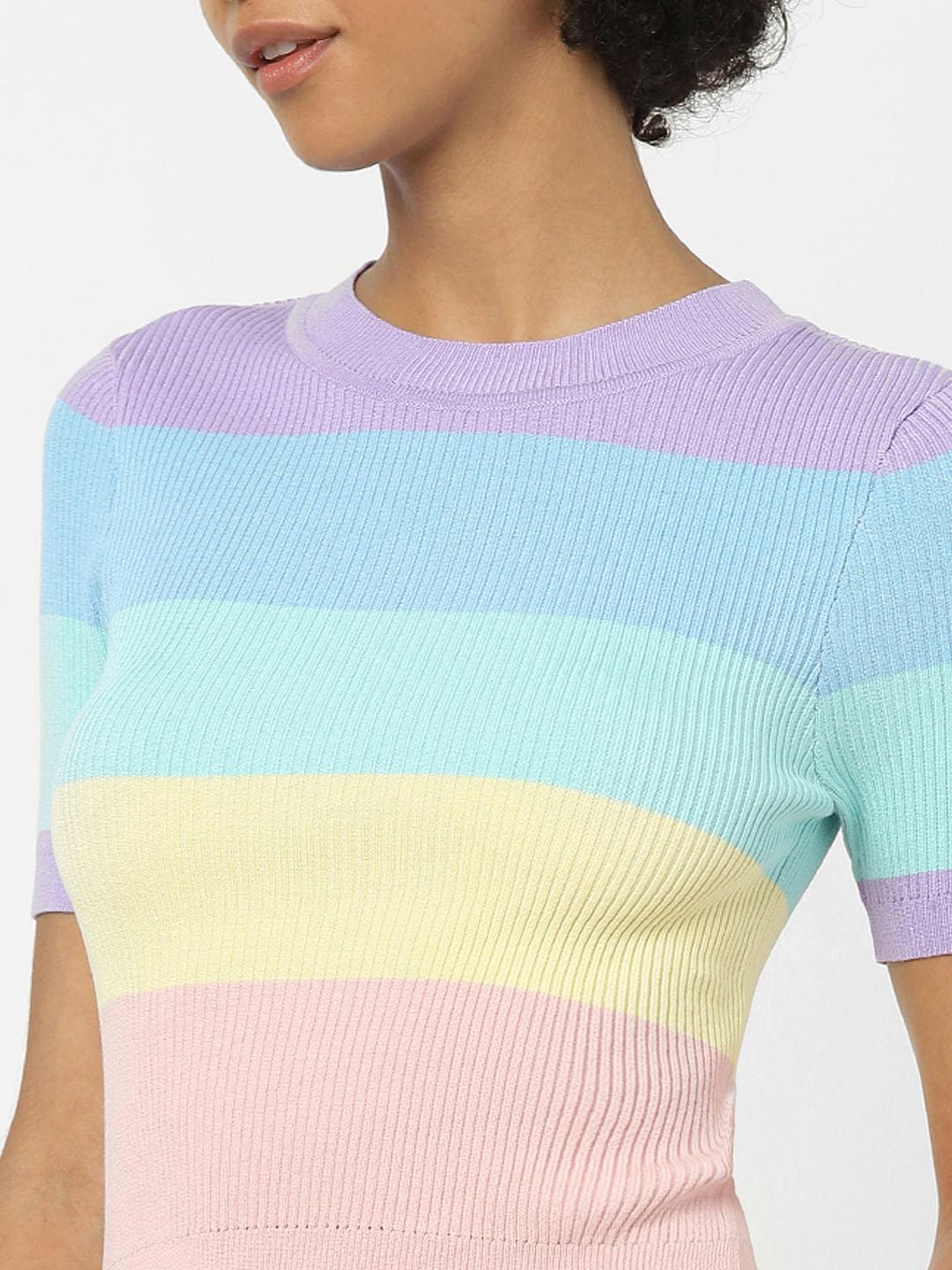 Purple Colourblocked Knit Top