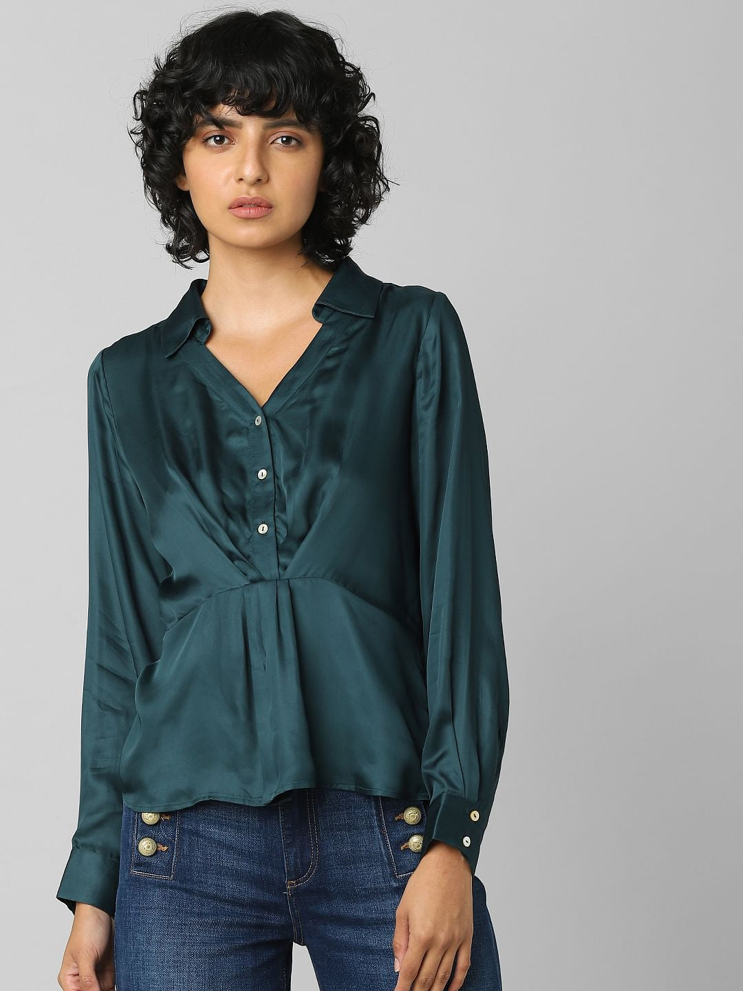 Green Satin Top