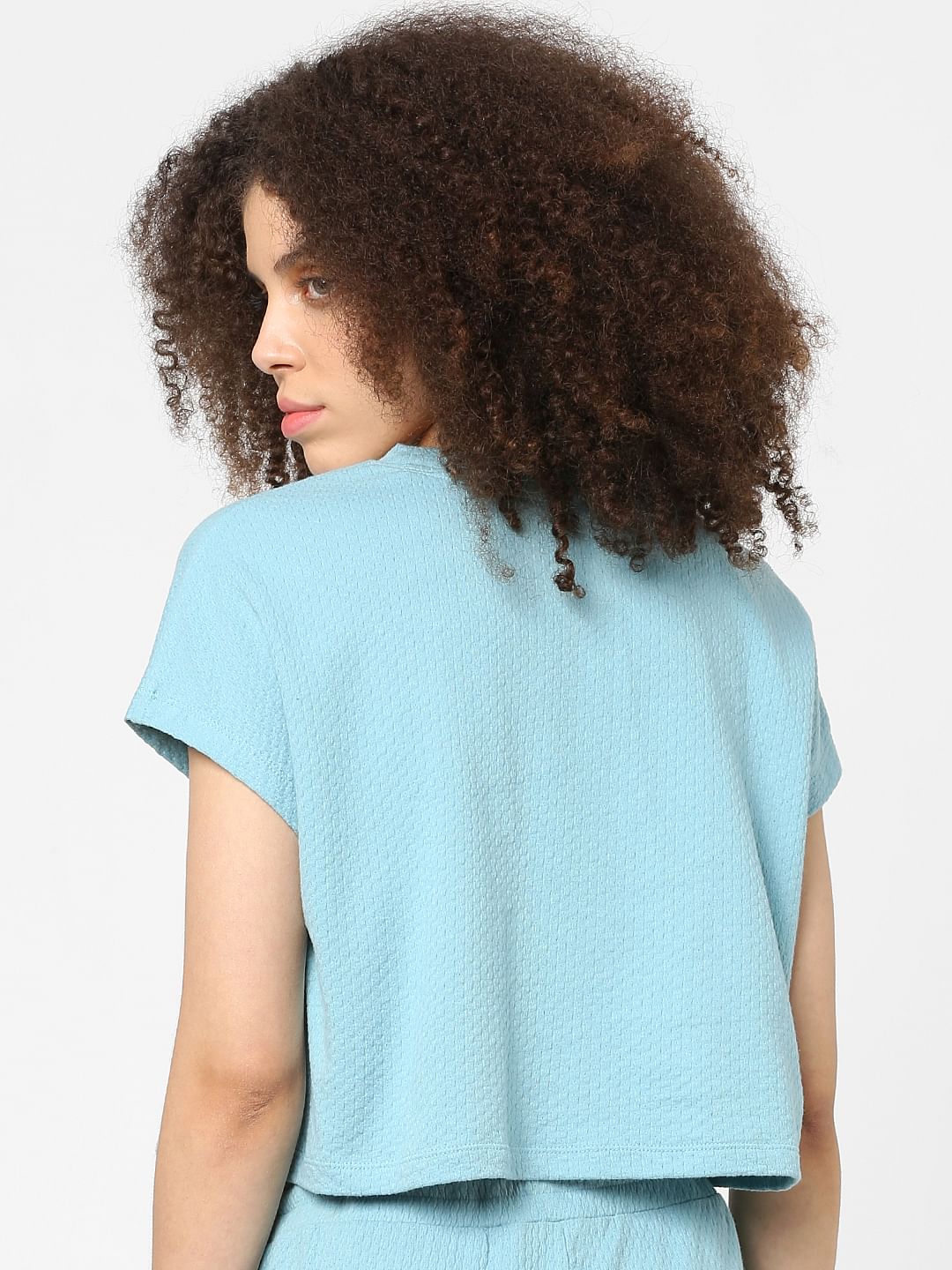 Blue Cropped Co-Ord T-Shirt