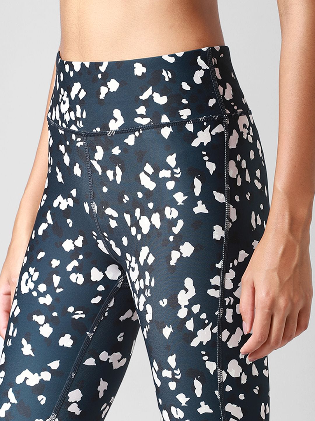 Blue High Rise Printed Co-Ord Training Tights